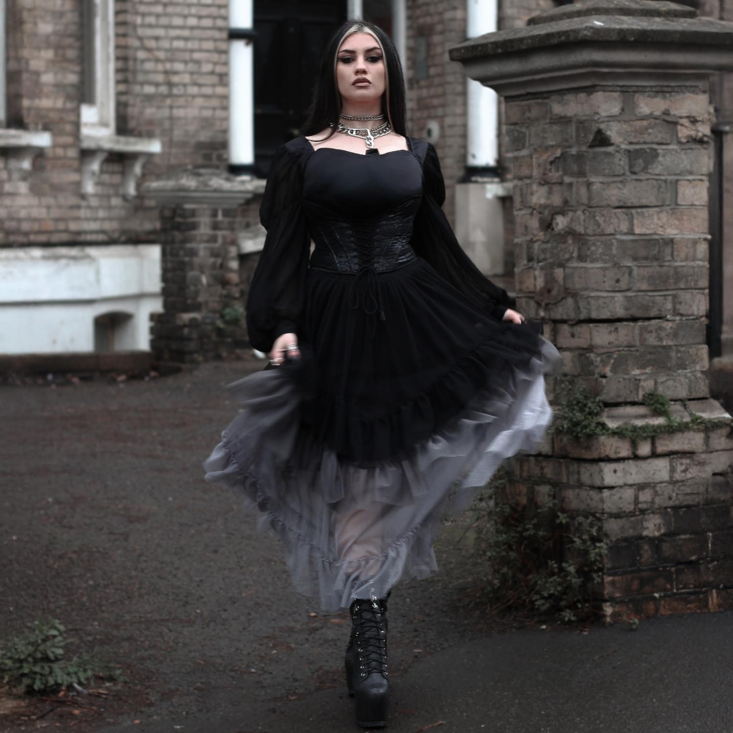 Mesh-Maxirock – Black Ombre