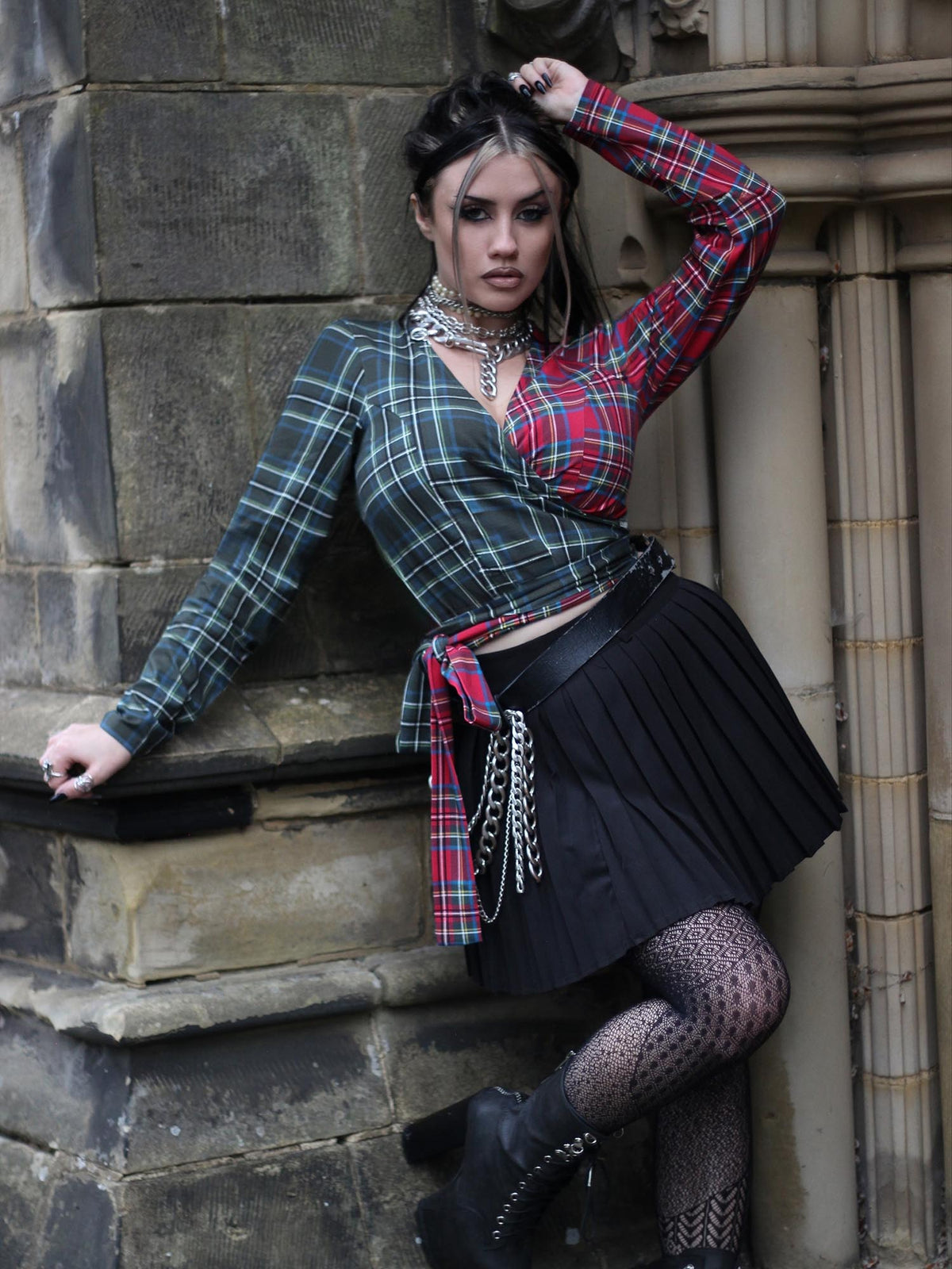 Jura Duo Plaid Wickeltop - Red / Green