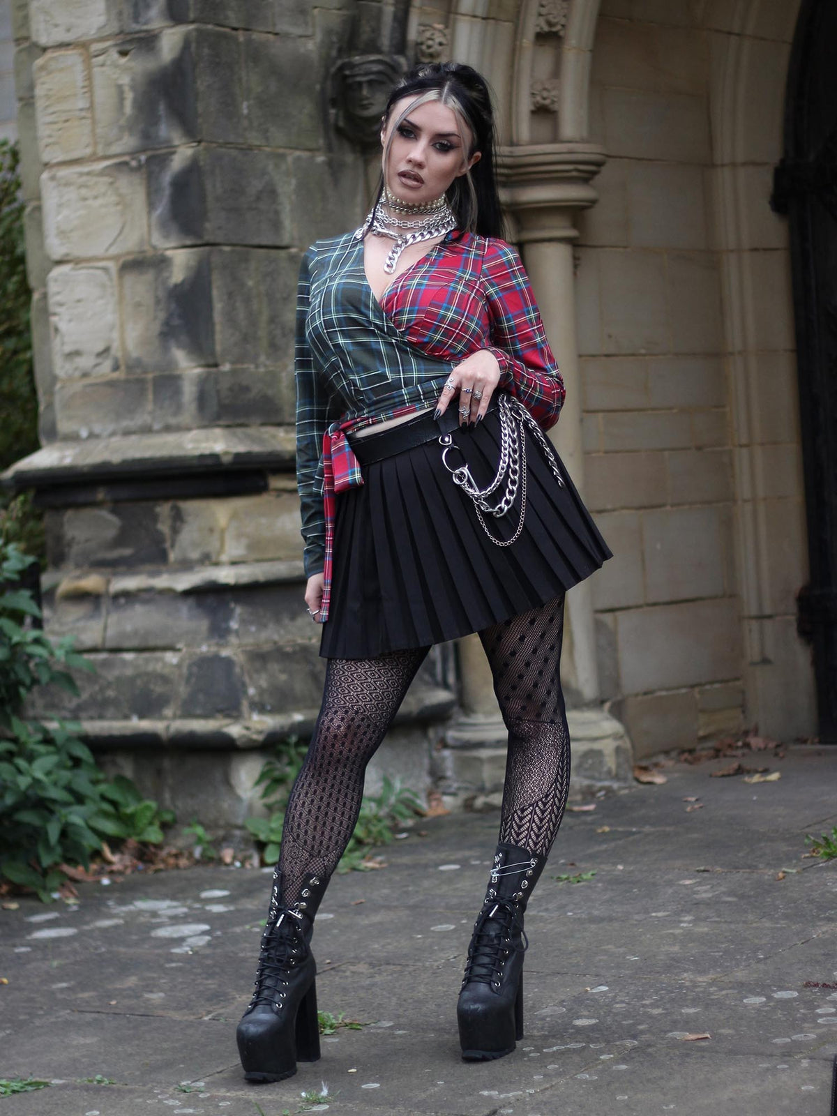 Jura Duo Plaid Wickeltop - Red / Green