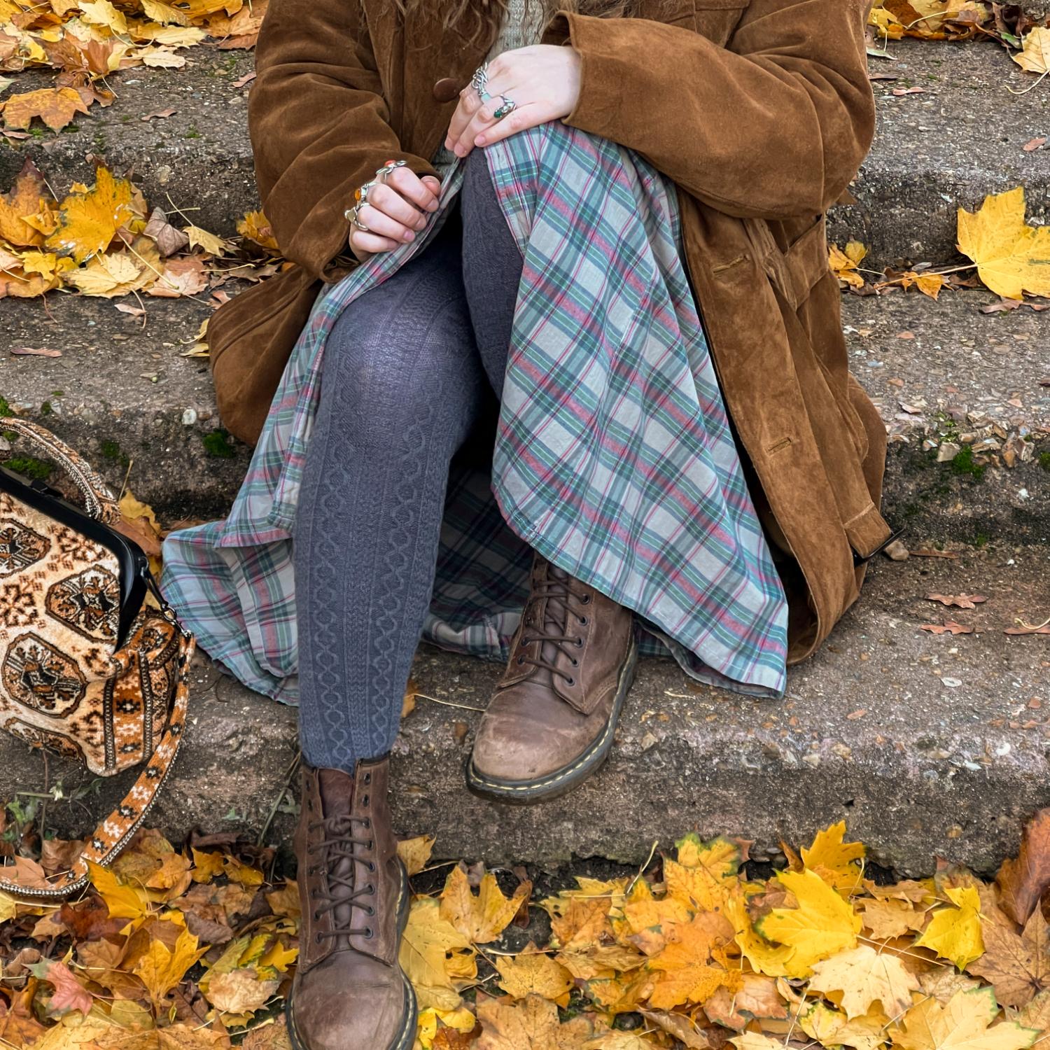 Grannies Zopfstrick Wollstrumpfhosen - Schiefergrau (V2)