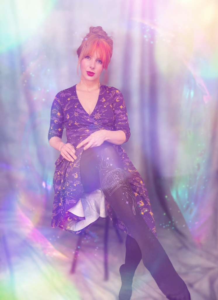 Celestial Wrap Dress - Lila / Gold