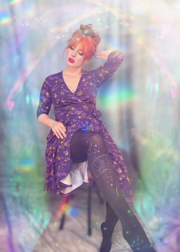 Celestial Wrap Dress - Lila / Gold