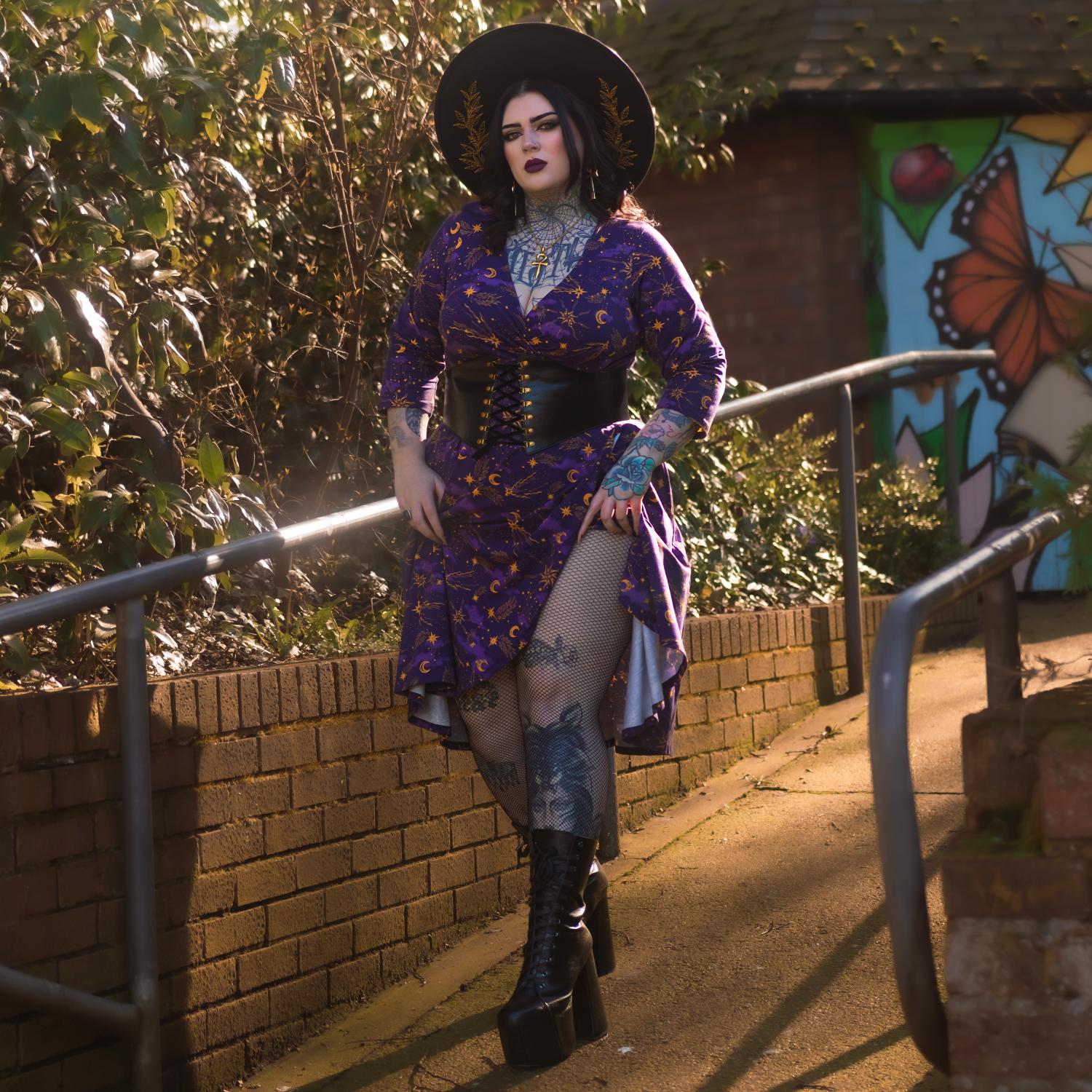 Celestial Wrap Dress - Lila / Gold