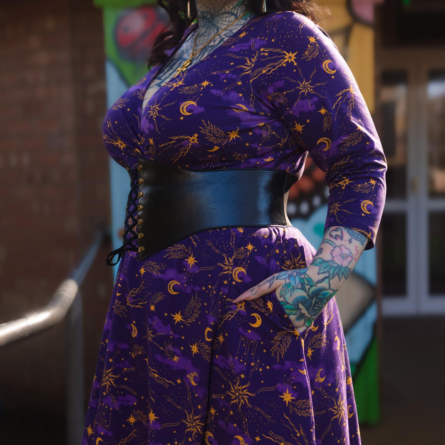 Celestial Wrap Dress - Lila / Gold