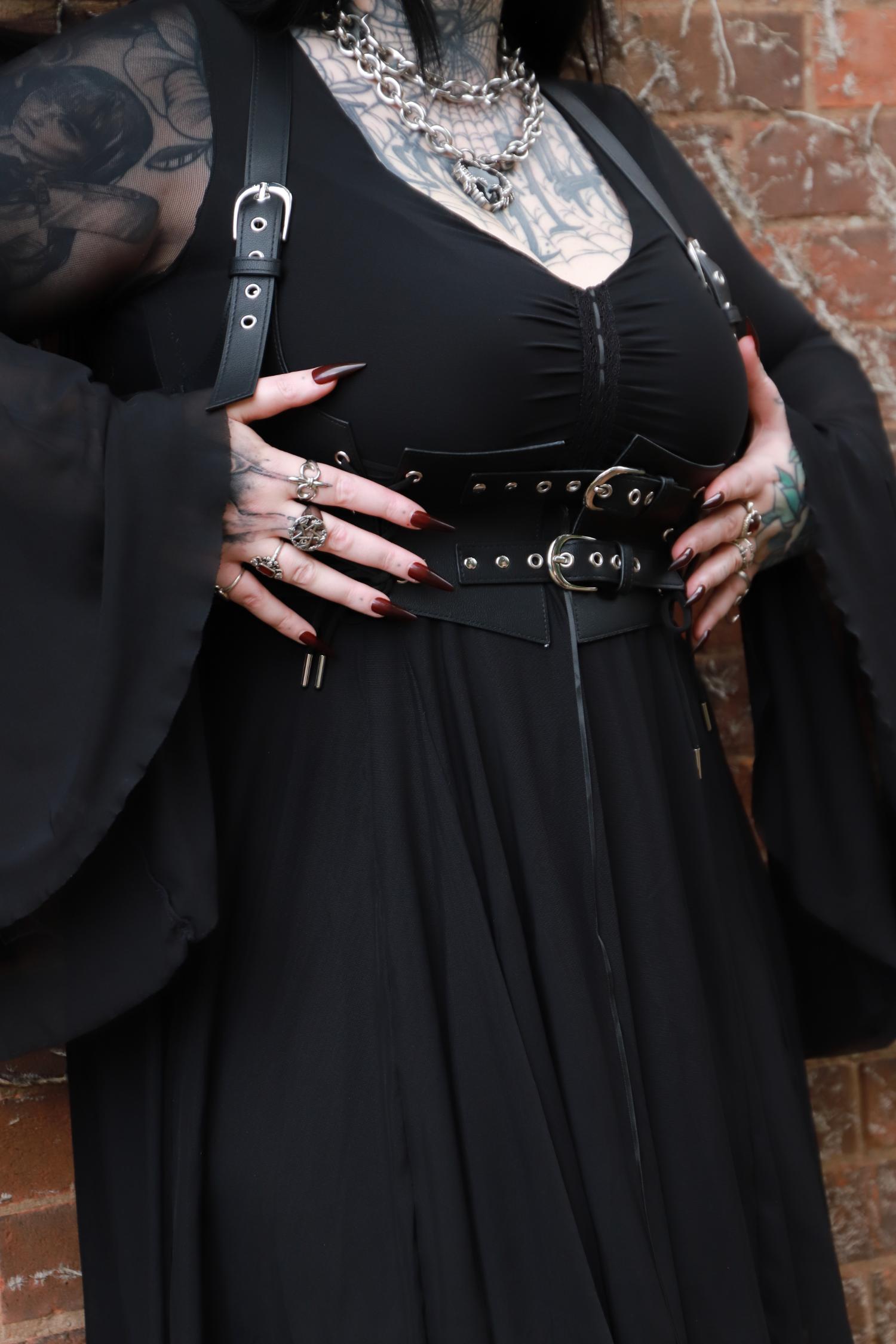 Spitzen-Underbust-Harness – Schwarz