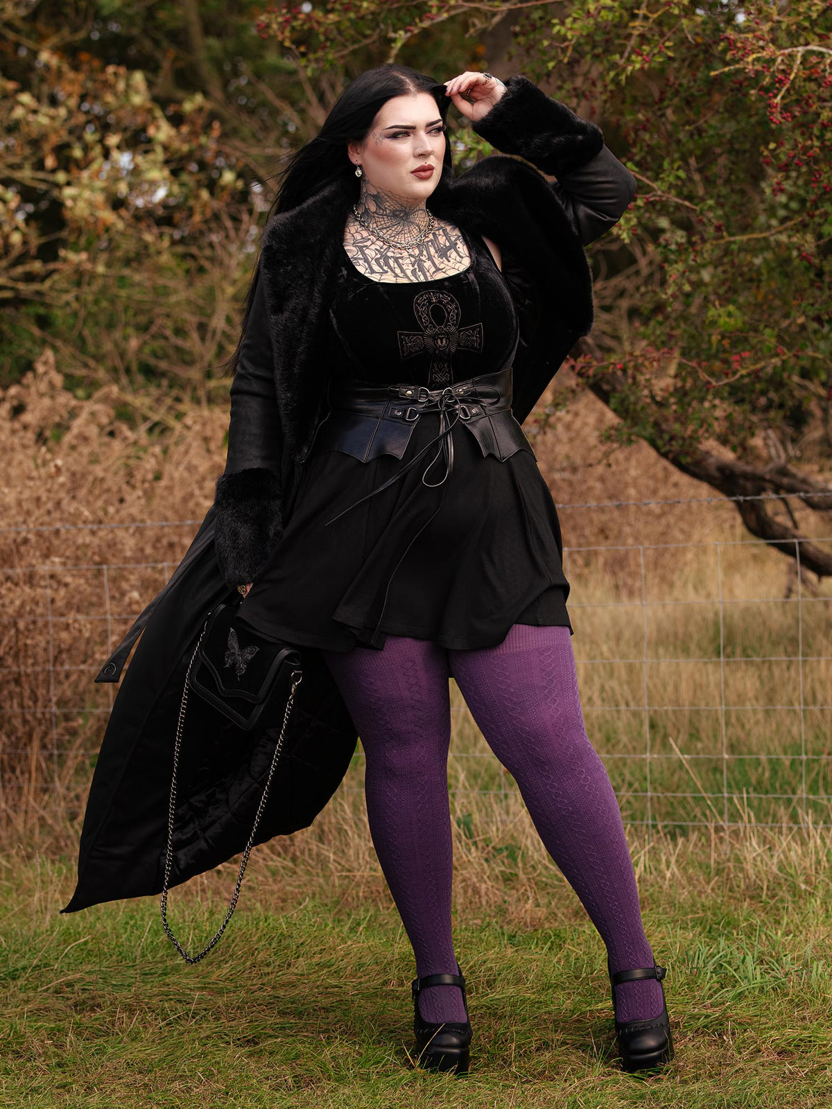 Grannies Zopfstrick Wollstrumpfhosen - Fancy Darkness