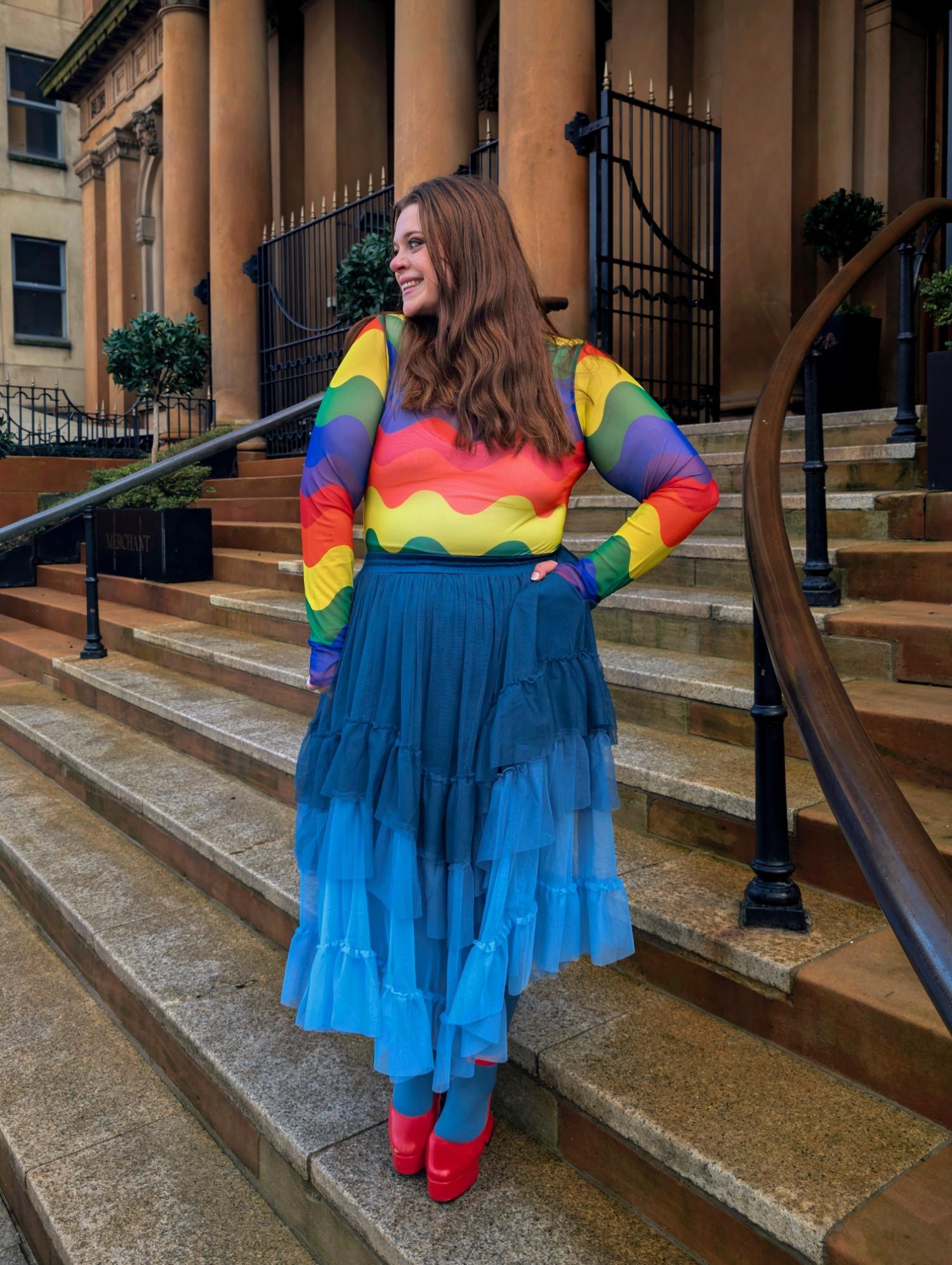 Mesh-Maxirock - Blue Ombre