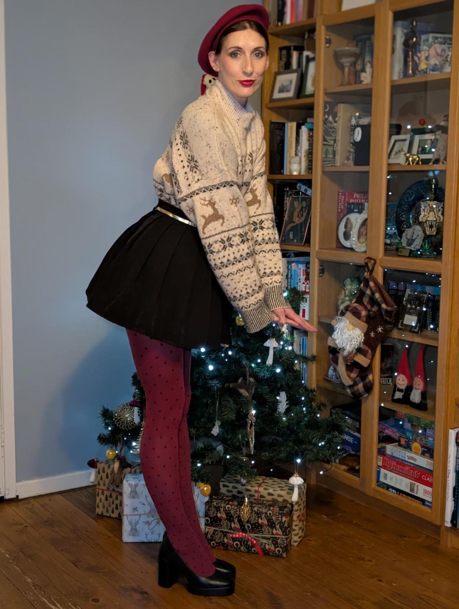 Weihnachts-Strumpfhose - Cherry Dot