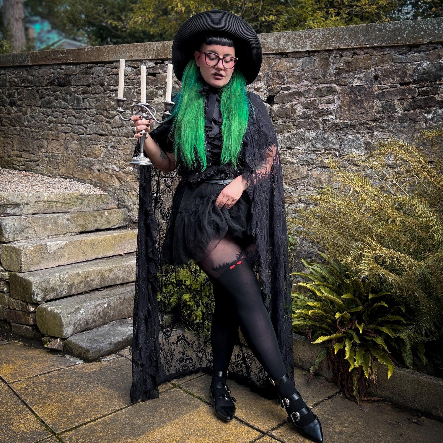 Halloween-Strumpfhose – Mothman – Schwarz
