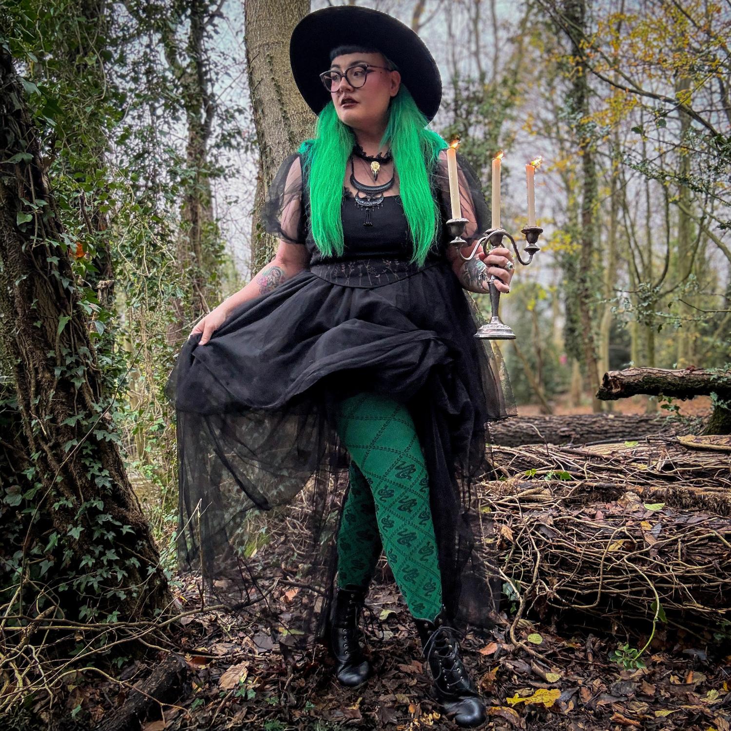 80 Denier Strumpfhosen - Corra Snakes - Foliage Green