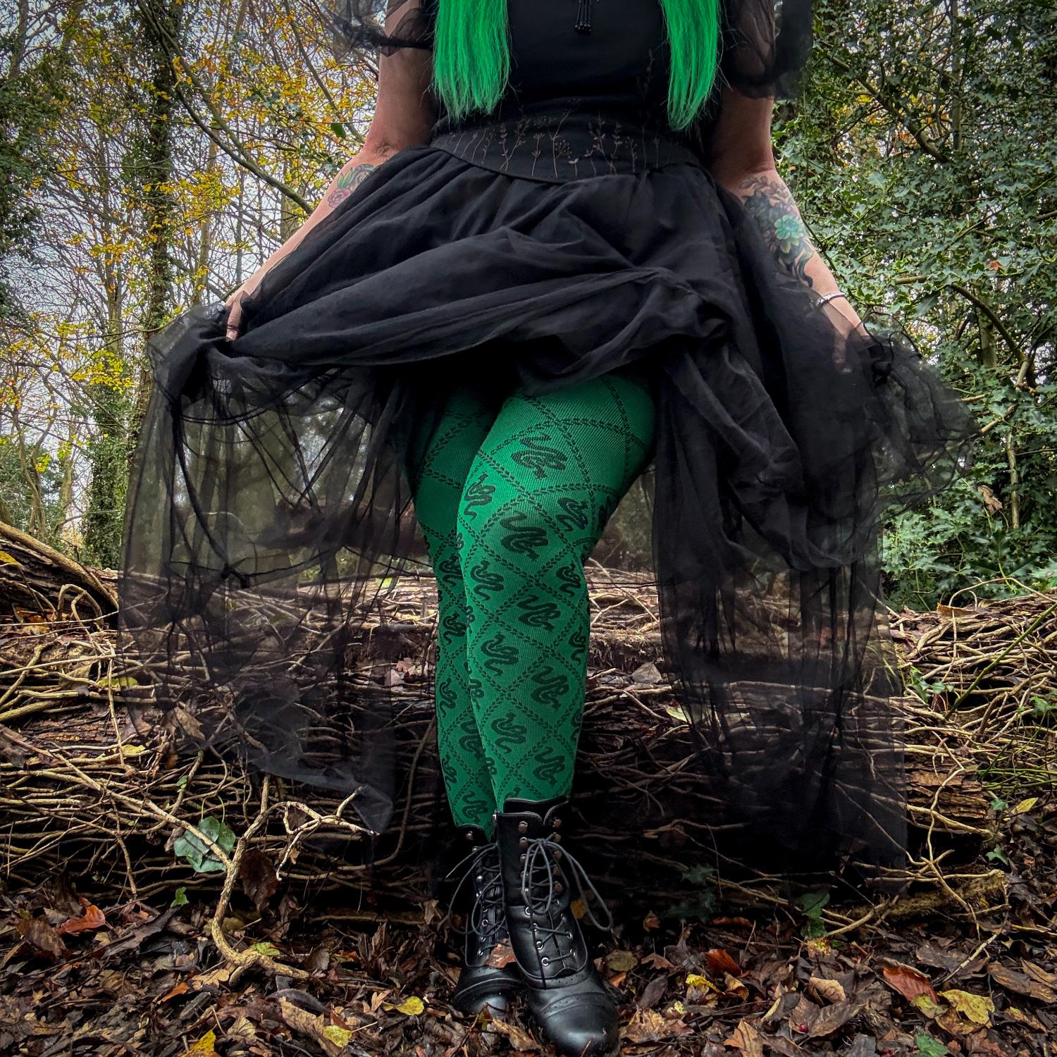 80 Denier Strumpfhosen - Corra Snakes - Foliage Green