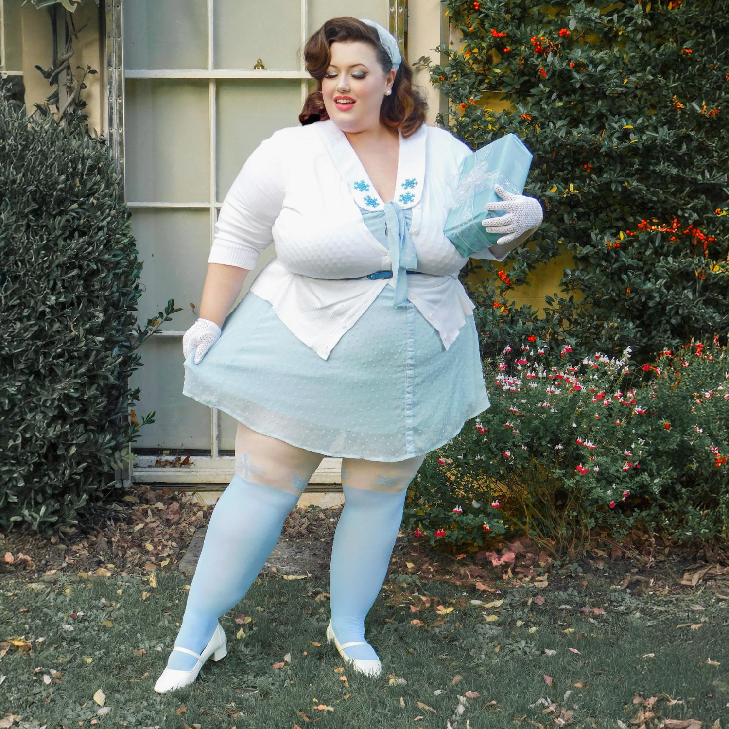 Weihnachts-Strumpfhose - Snowflake Garter