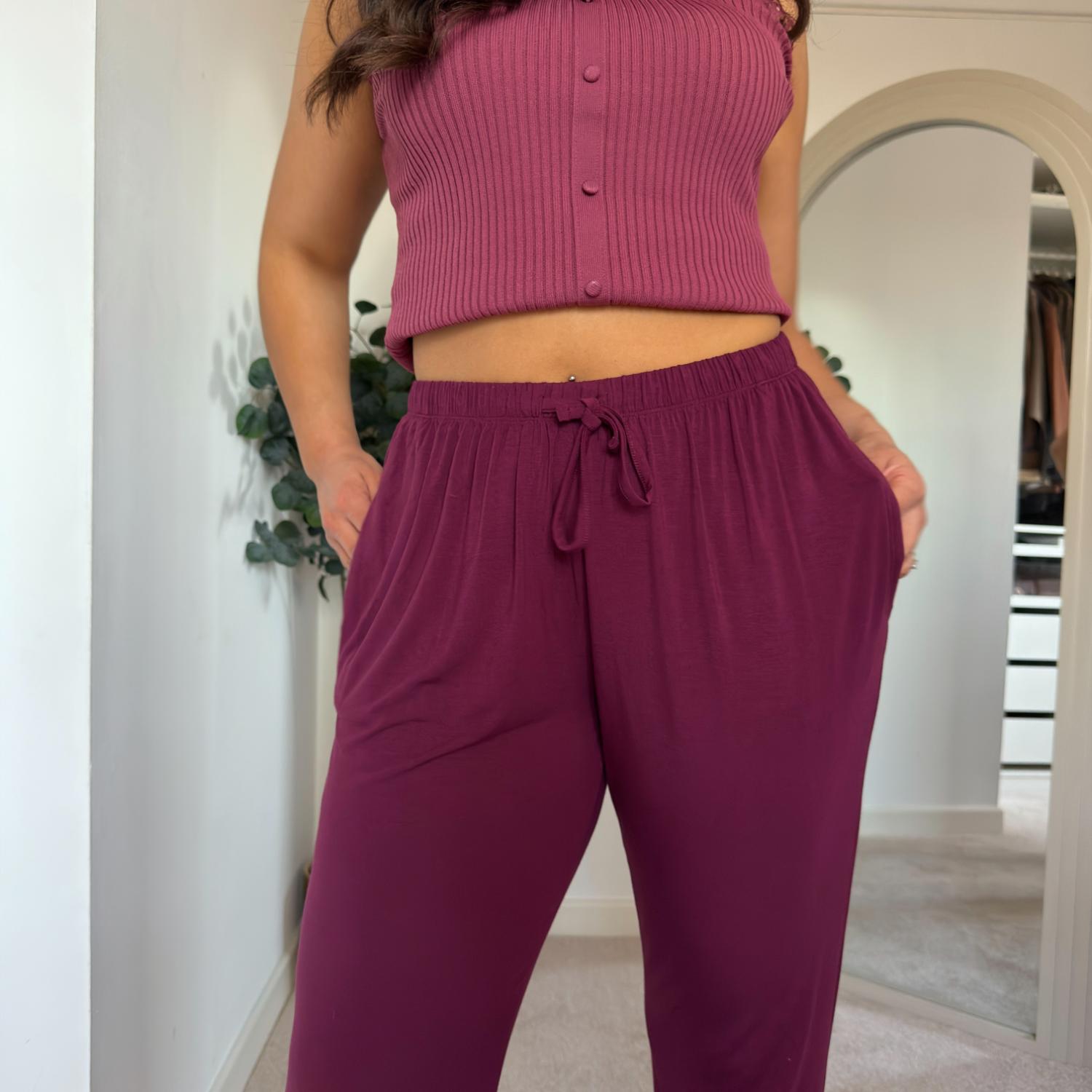 Bambus Lounge-Joggers - Cherry