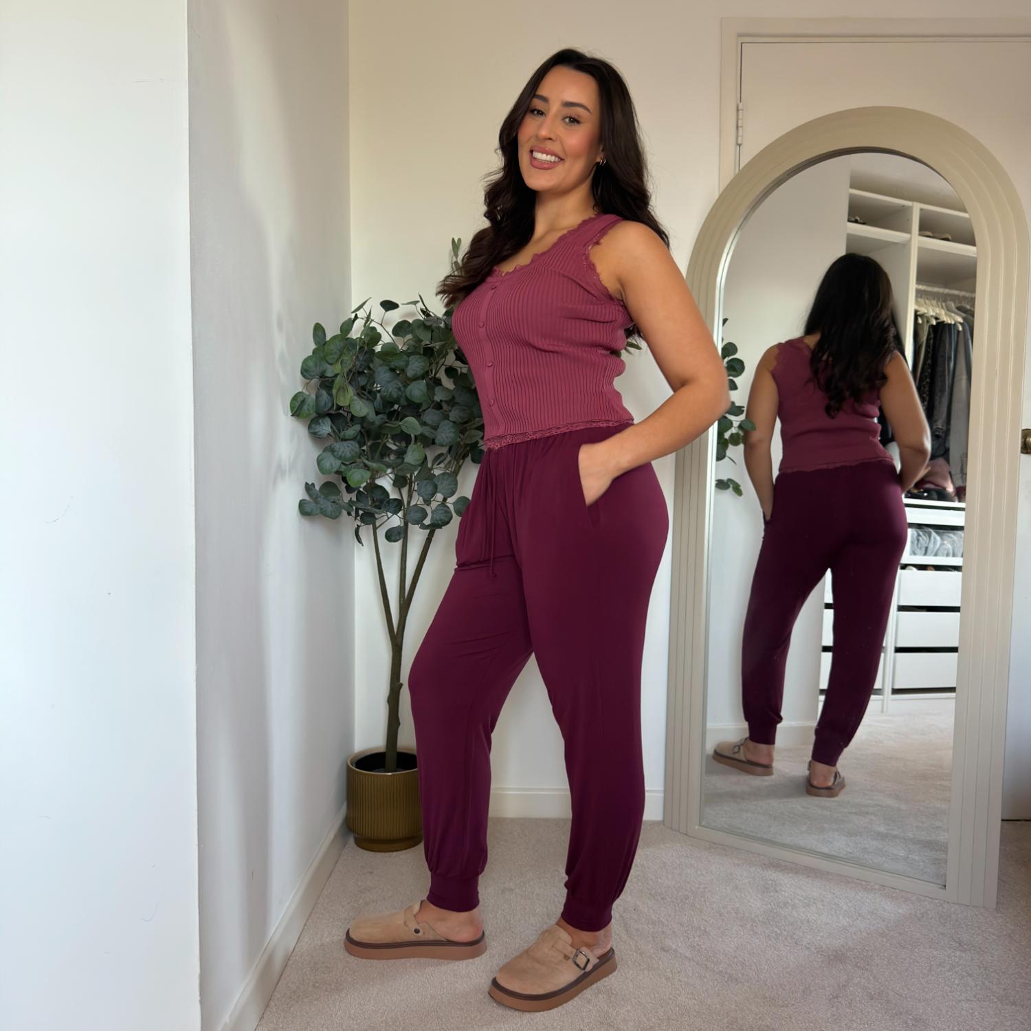 Bambus Lounge-Joggers - Cherry