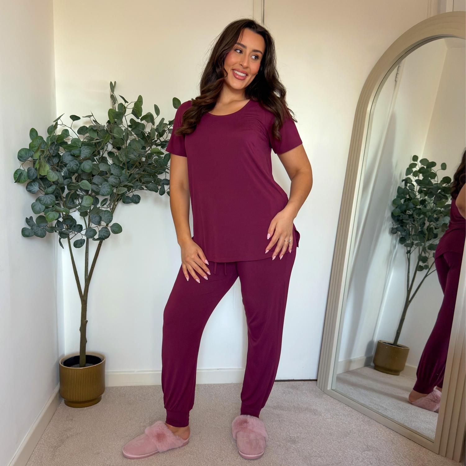 Bambus Lounge-T-Shirt - Cherry