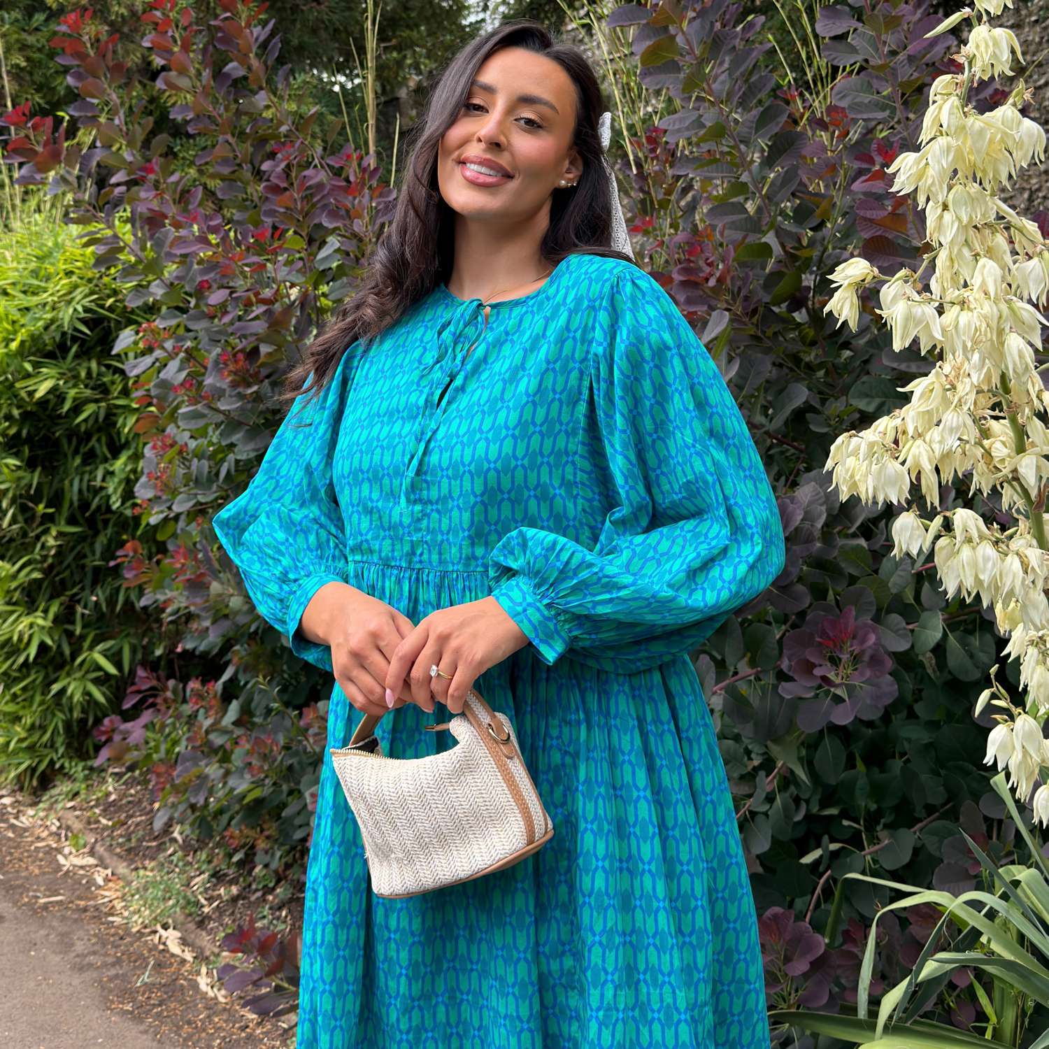 Gabriella Lange Kleid aus Baumwolle – Teal City