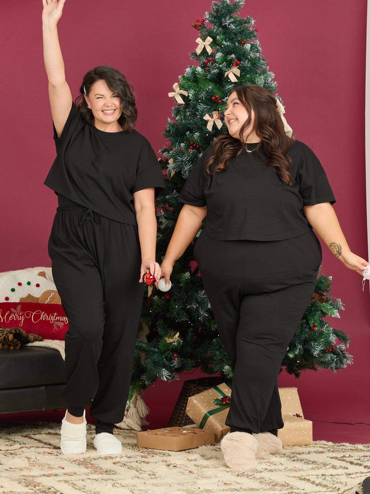 Bio-Baumwoll-Pyjama - Uni Schwarz