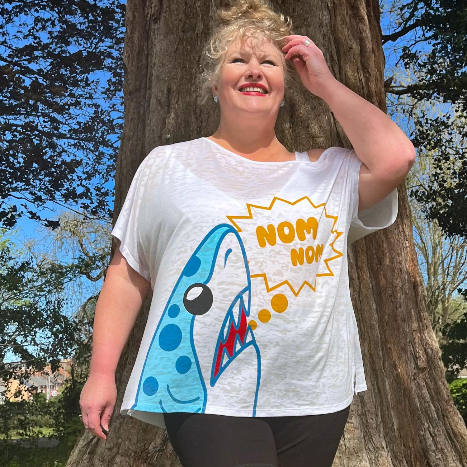 Debbie Off-Shoulder Tee – NOM-NOM Hai-Print