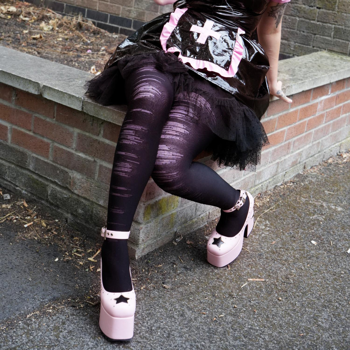 Mixed Denier Strumpfhose - Torn - Schwarz