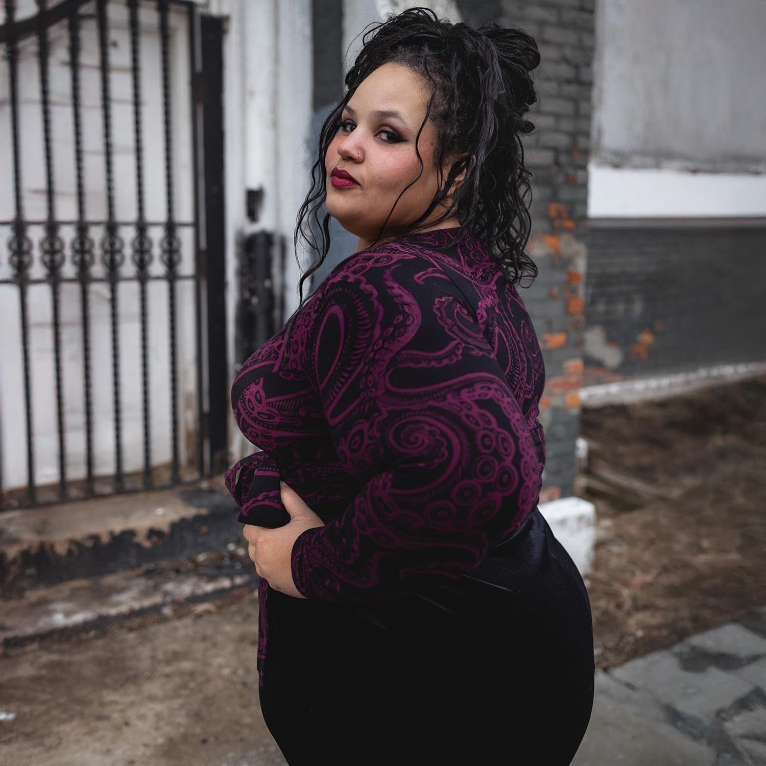 Bio-Baumwolle Wickeltop – Kraken’s Embrace