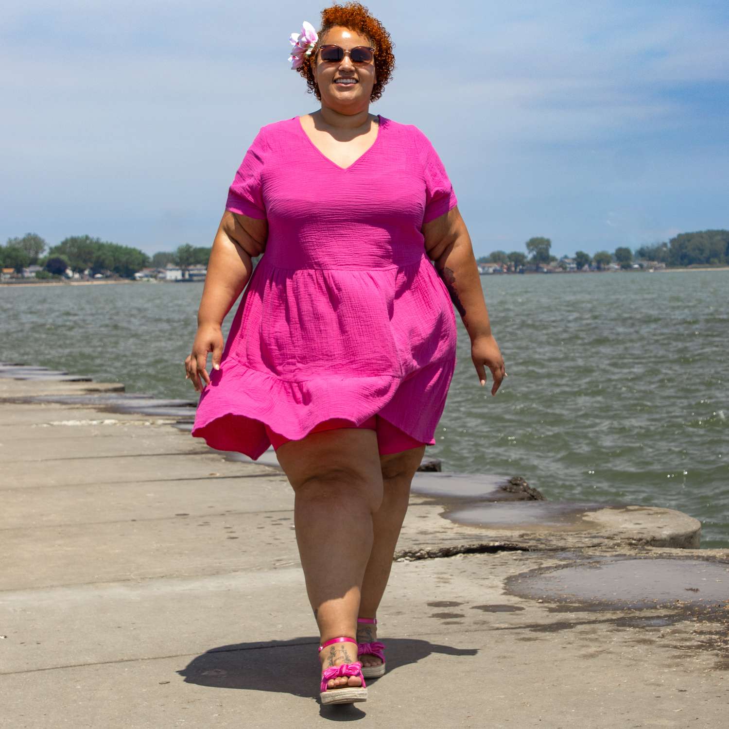 Amrita Kurze Kleid aus Baumwoll-Musselin – Peony