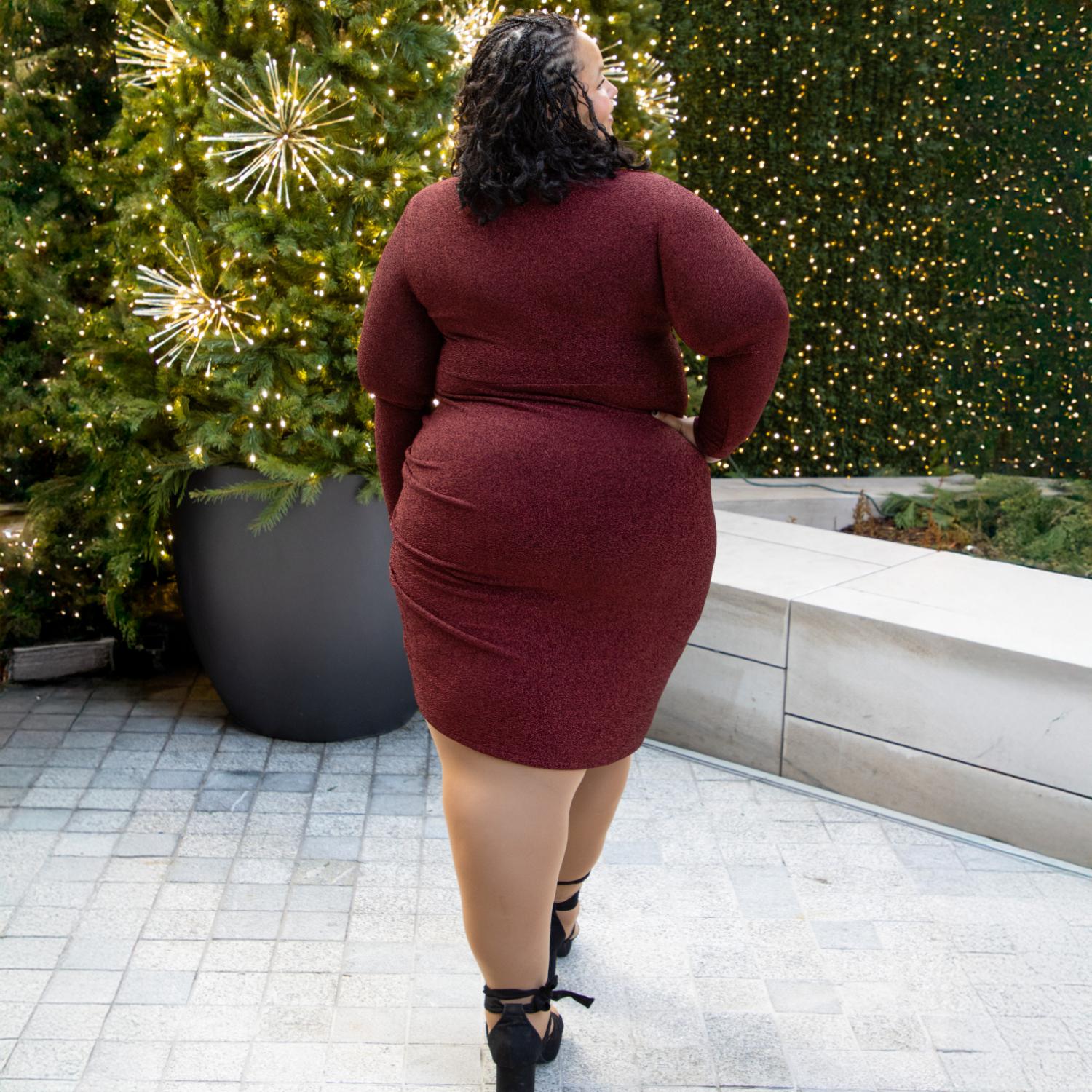 Sukienka z długim rękawem Lurex - Bordeaux