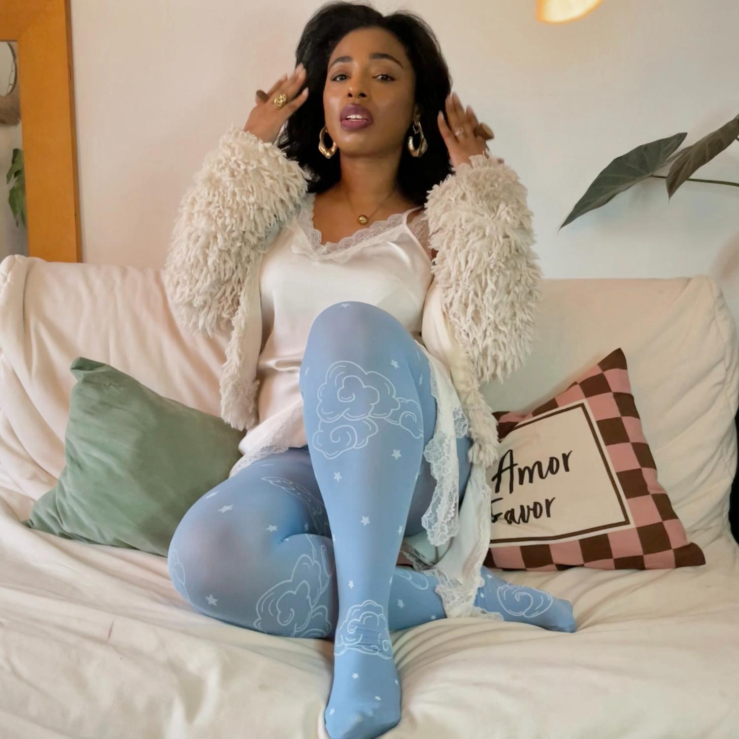 80 Denier blickdichte Strumpfhose – Woodcut Clouds