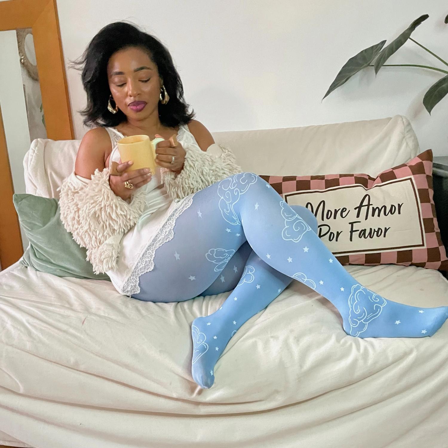 80 Denier blickdichte Strumpfhose – Woodcut Clouds