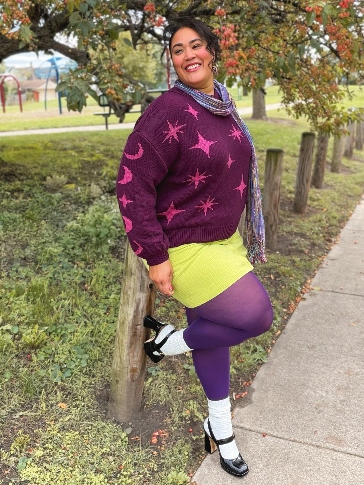 Chunky Strickpullover – Stars – Pink/Lila