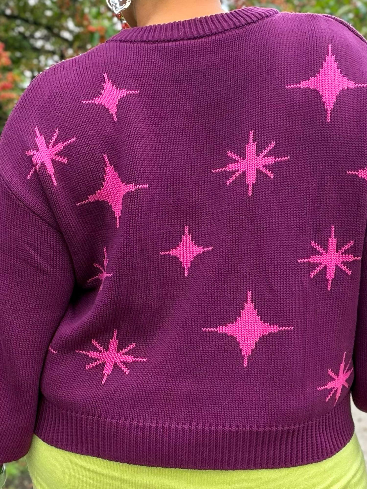 Chunky Strickpullover – Stars – Pink/Lila