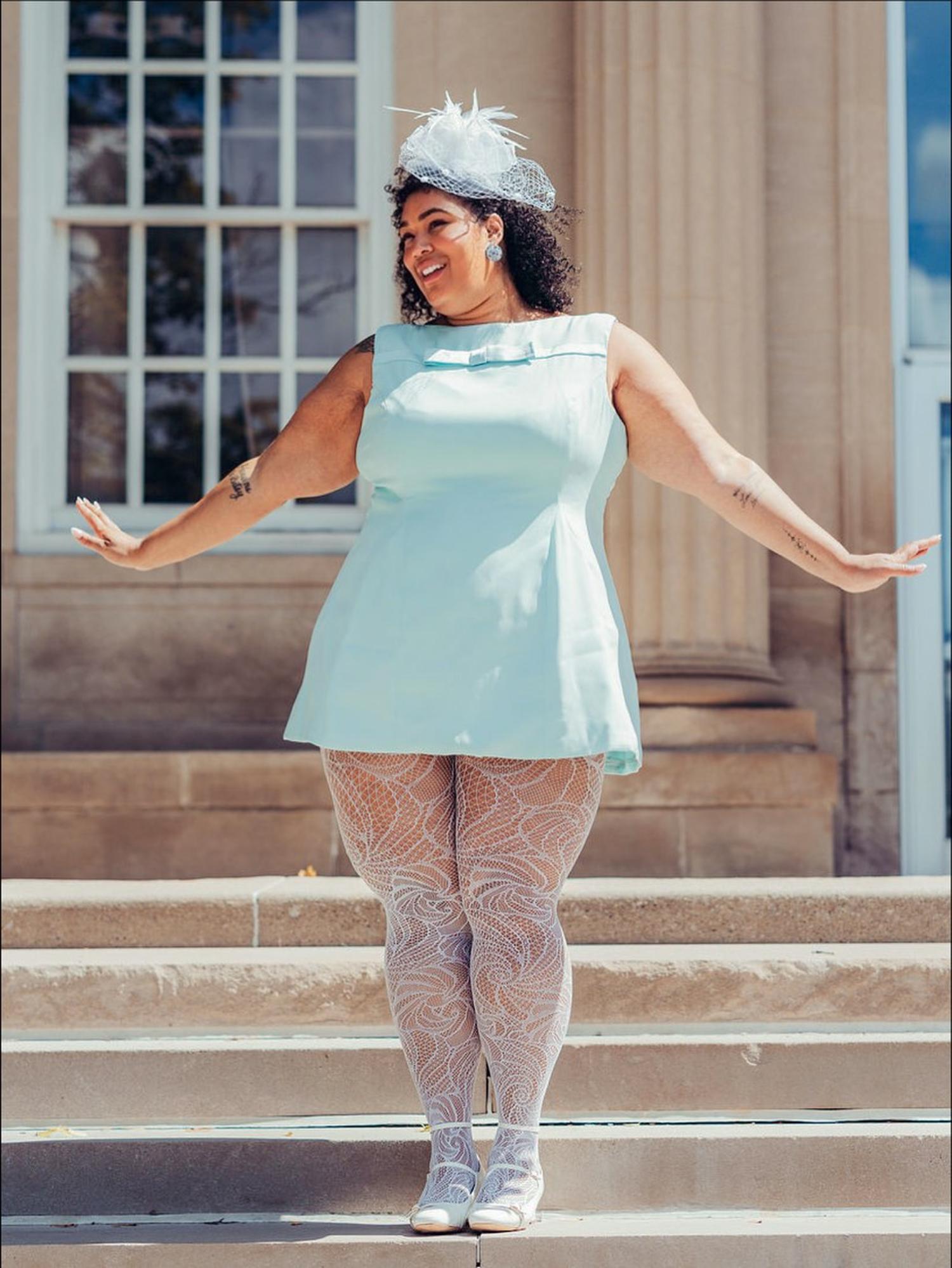 Netzstrumpfhosen - Time Warp - Weiß