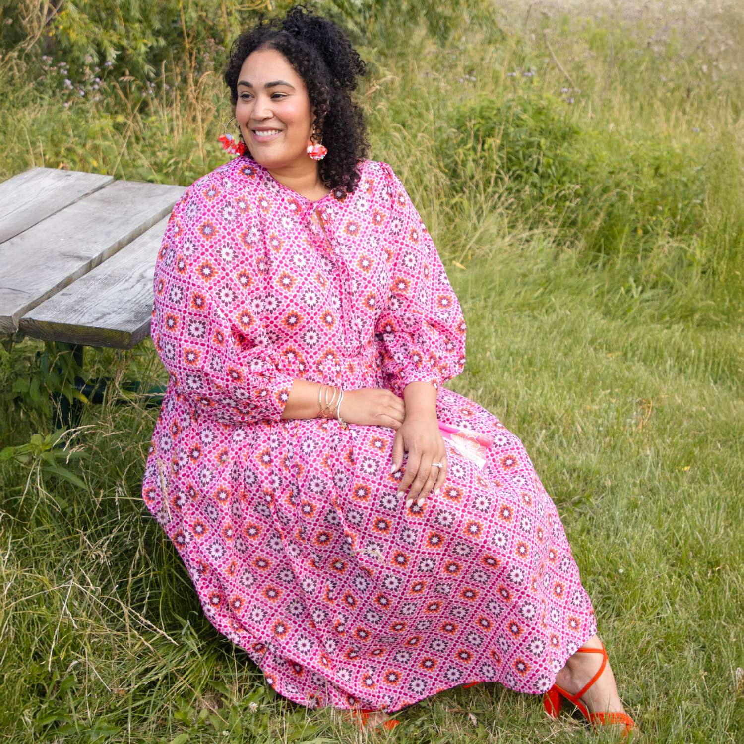 Gabriella Lange Kleid aus Baumwolle – Pink Pearl
