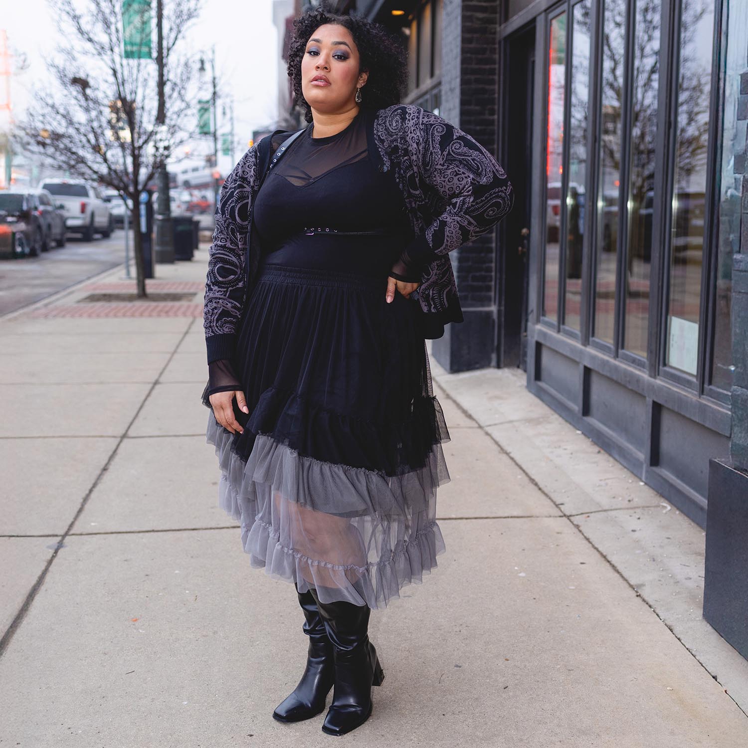 Mesh-Maxirock – Black Ombre