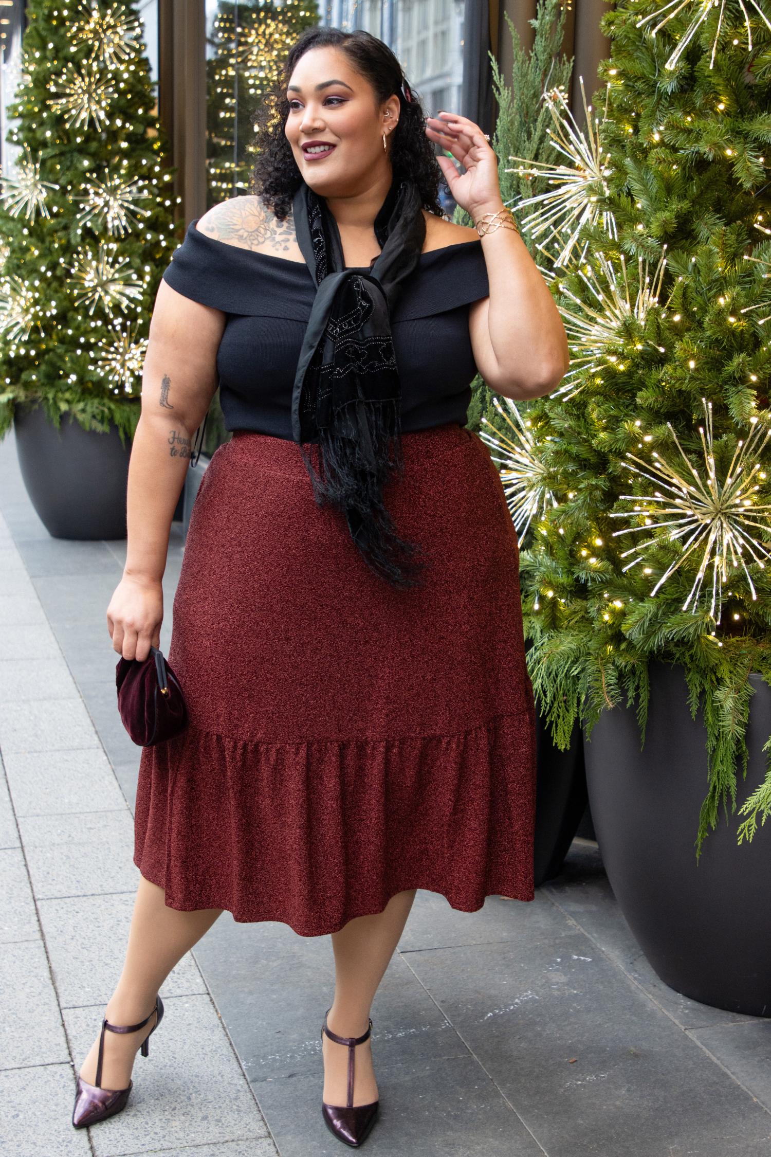 Lurex-Stufenrock – Bordeaux