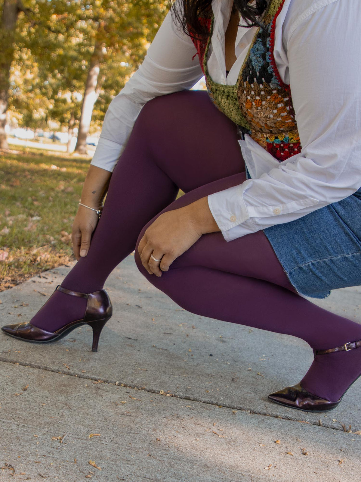120 Denier Tights - Plommon
