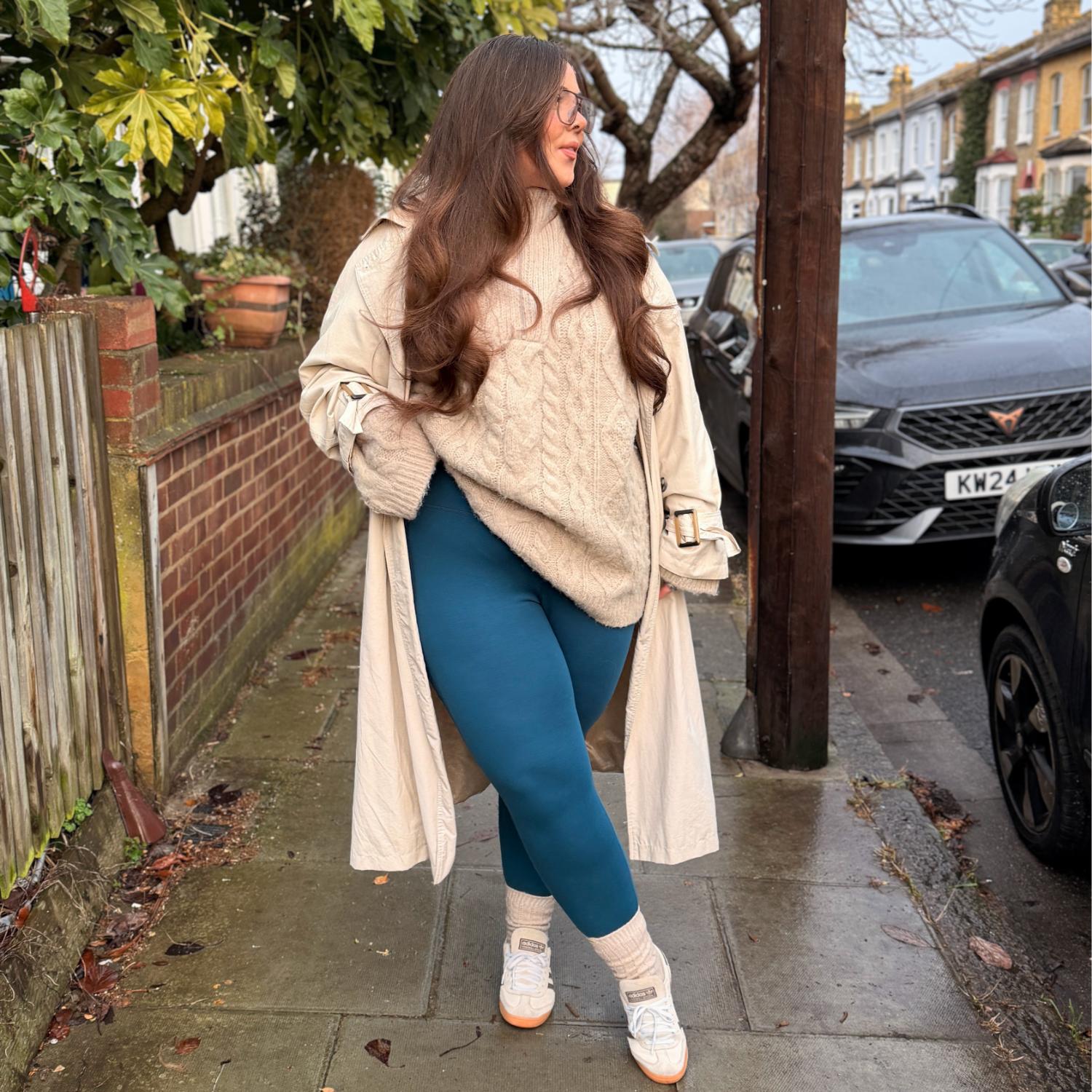 Långa knäböjda leggings - Bone China (V2)