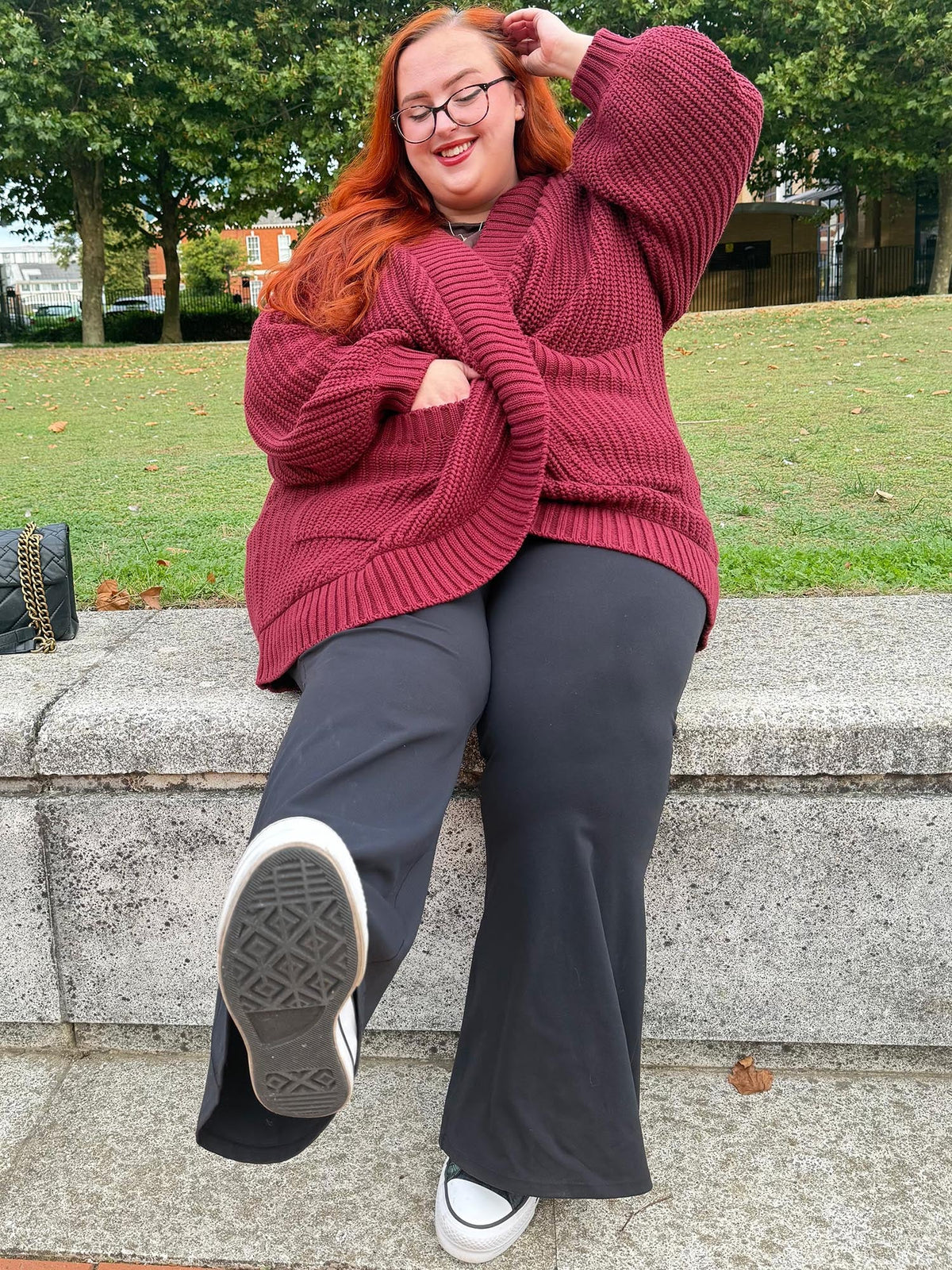 Chunky Baumwoll-Strickjacke – Bordeaux