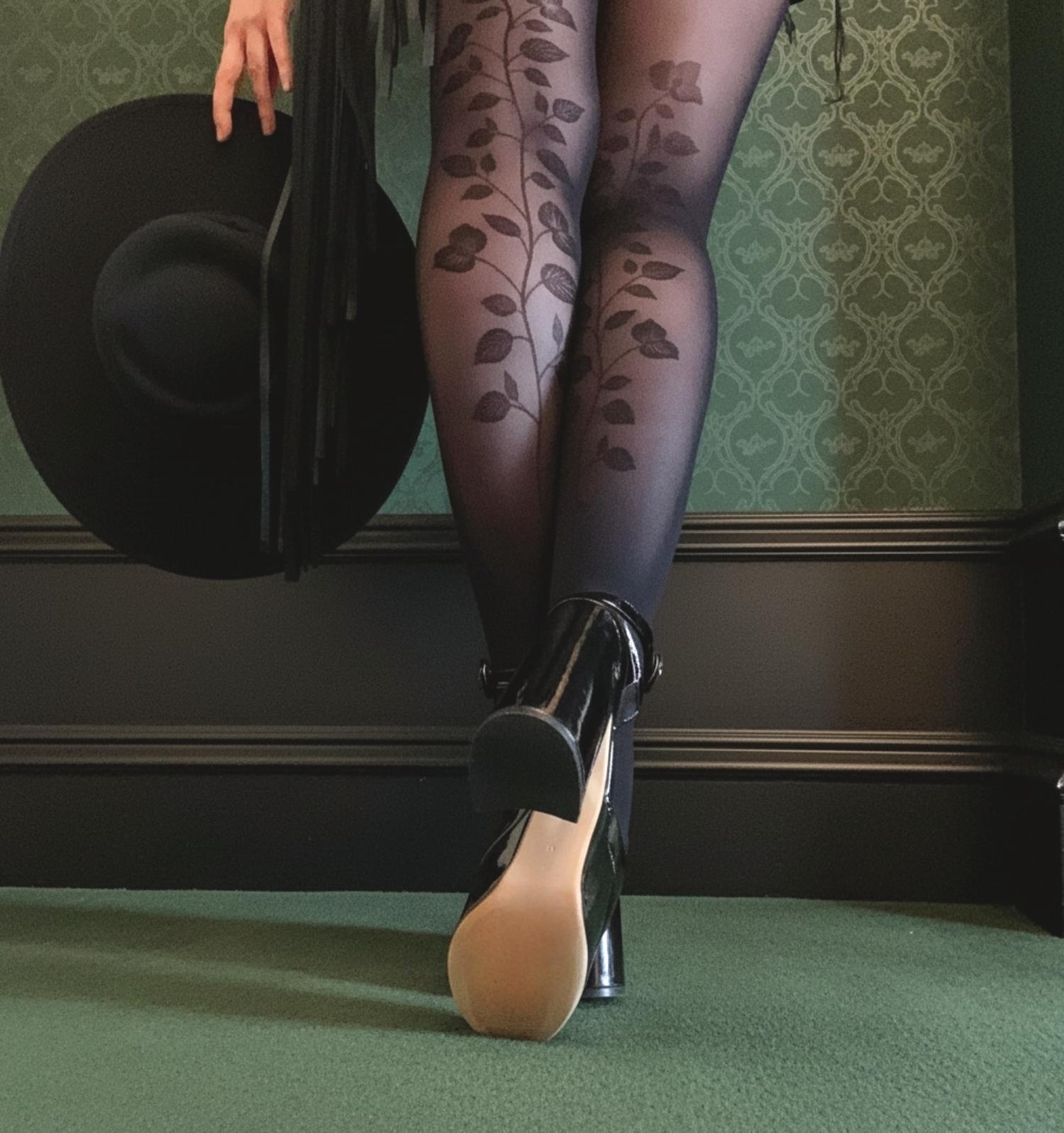 30 Denier Strumpfhosen - Corra Bloom Flower Seam - Schwarz