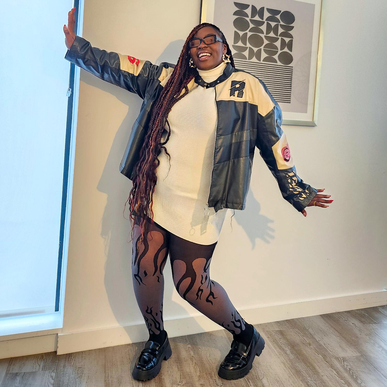 Flames Mixed-Denier Strumpfhose - Grau & Schwarz