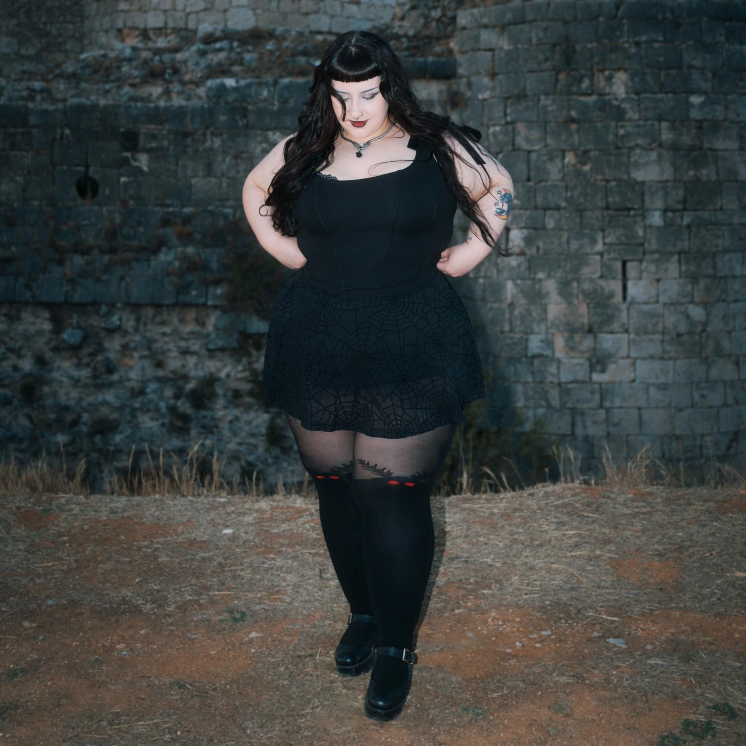 Halloween-Strumpfhose – Mothman – Schwarz