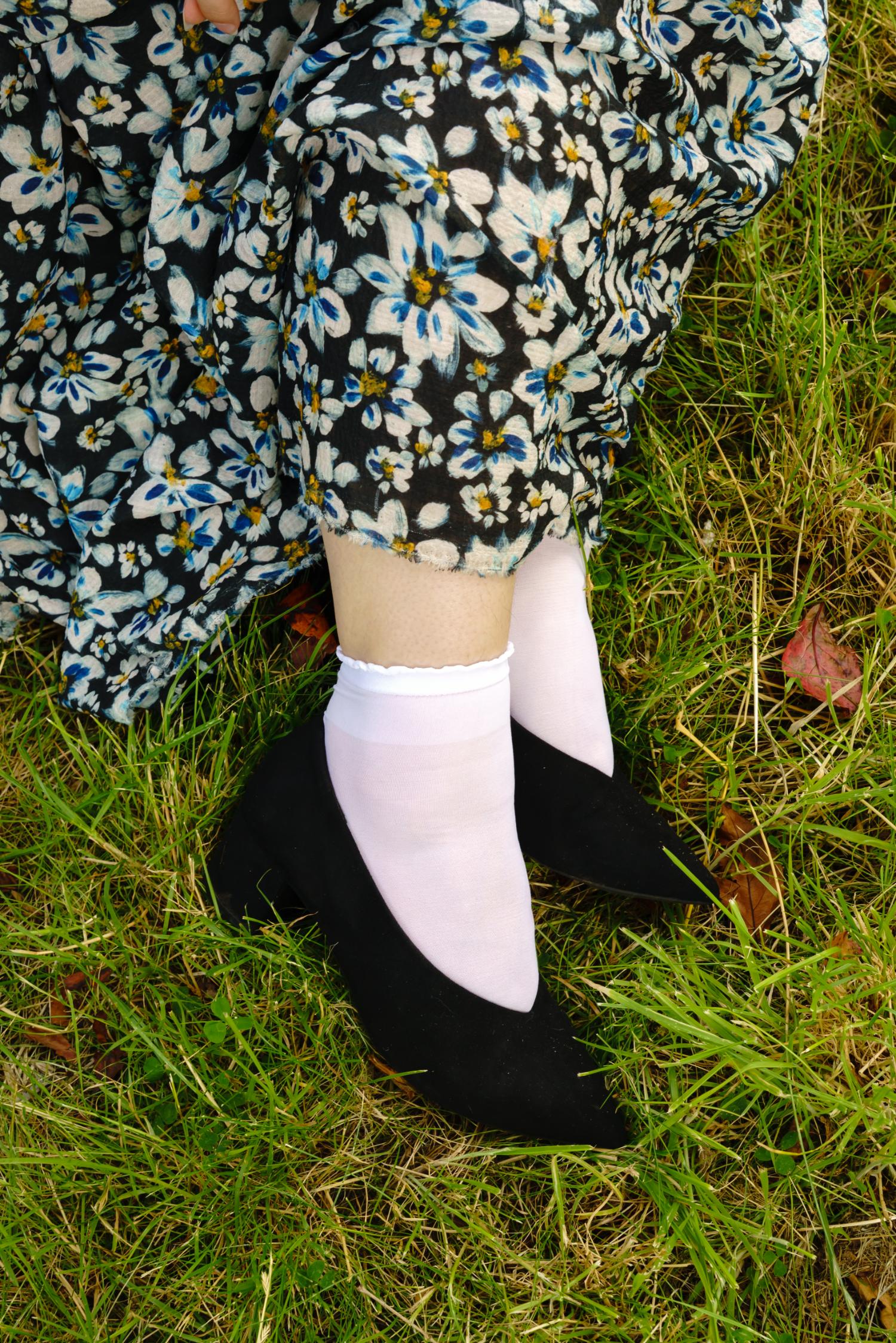 Transparente Nylon-Knöchelsocken – Weiß