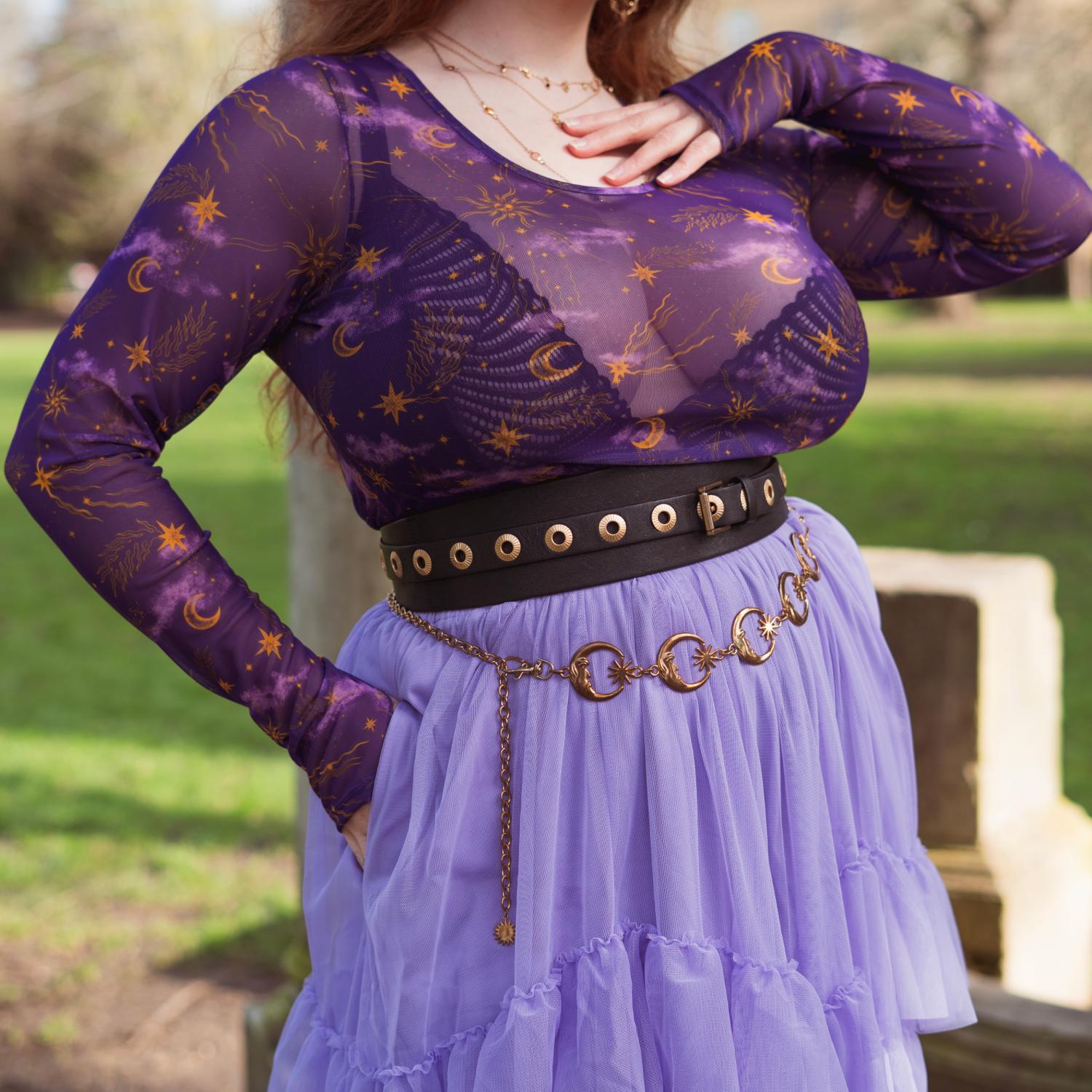 Celestial Mesh Top - Lila / Gold