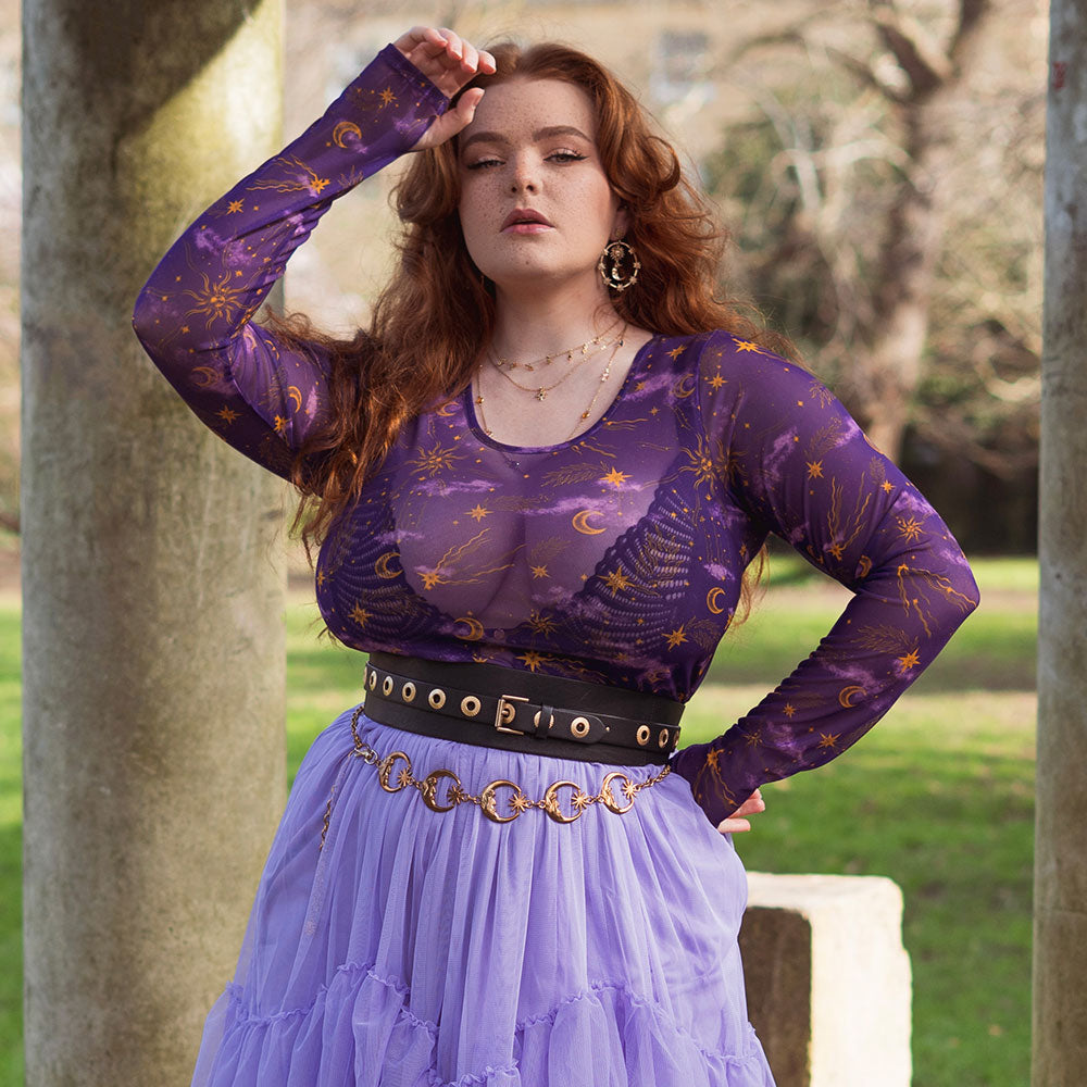 Celestial Mesh Top - Lila / Gold