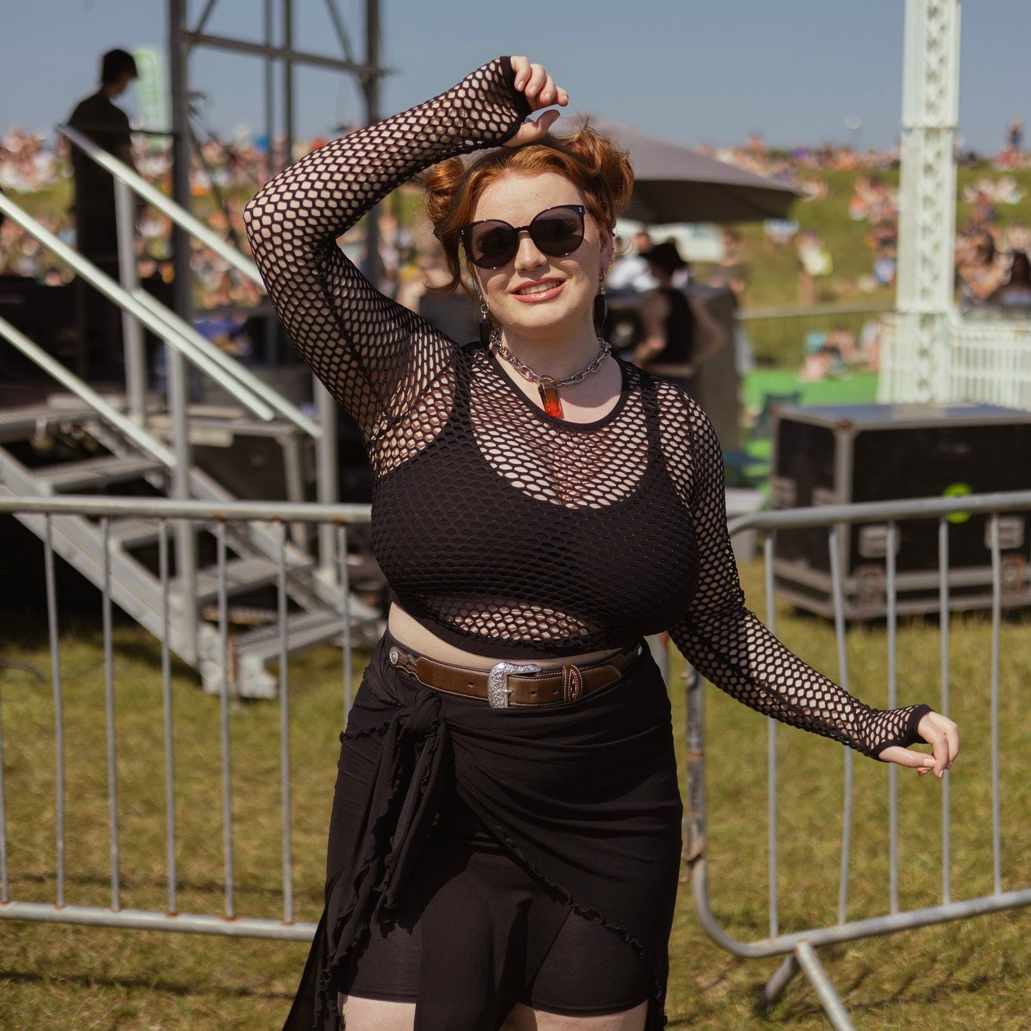 Alanis Full Netz-Top - Schwarz