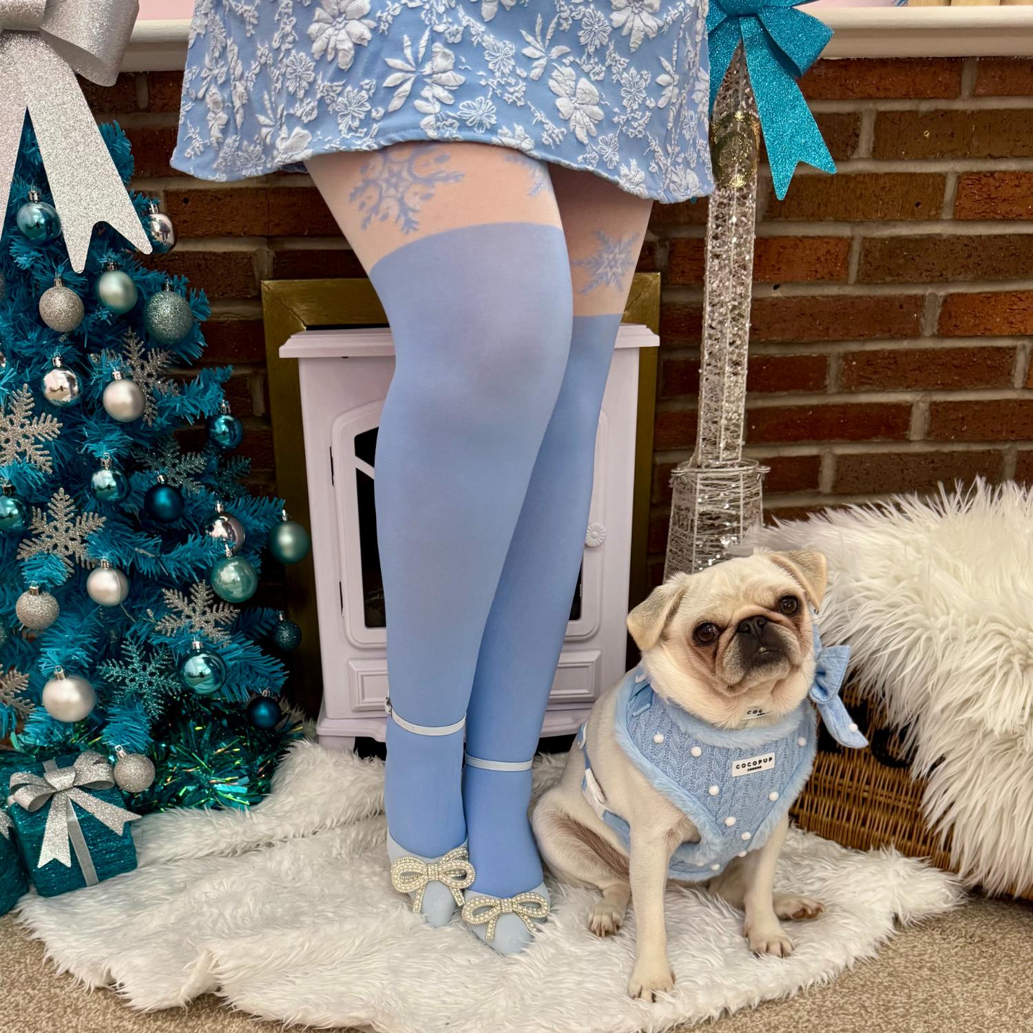 Weihnachts-Strumpfhose - Snowflake Garter