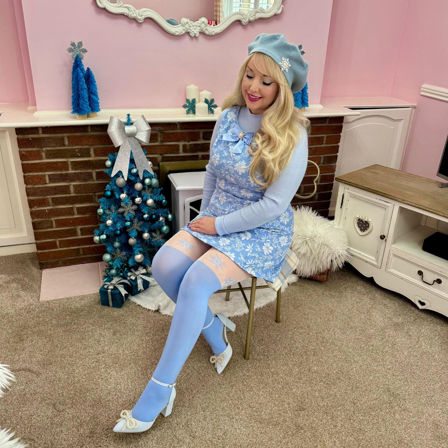 Weihnachts-Strumpfhose - Snowflake Garter