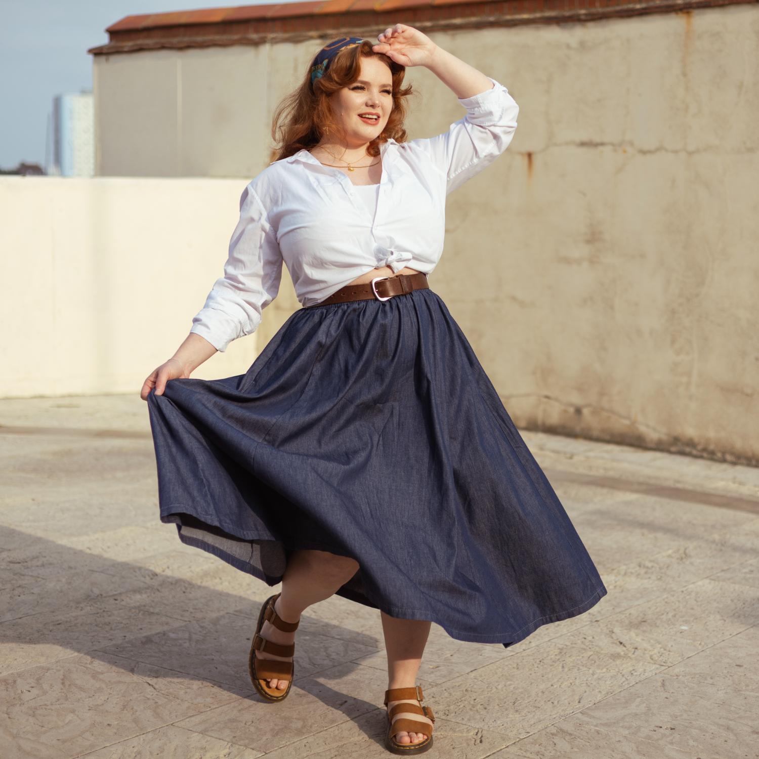Maxirock aus Chambray – Denim