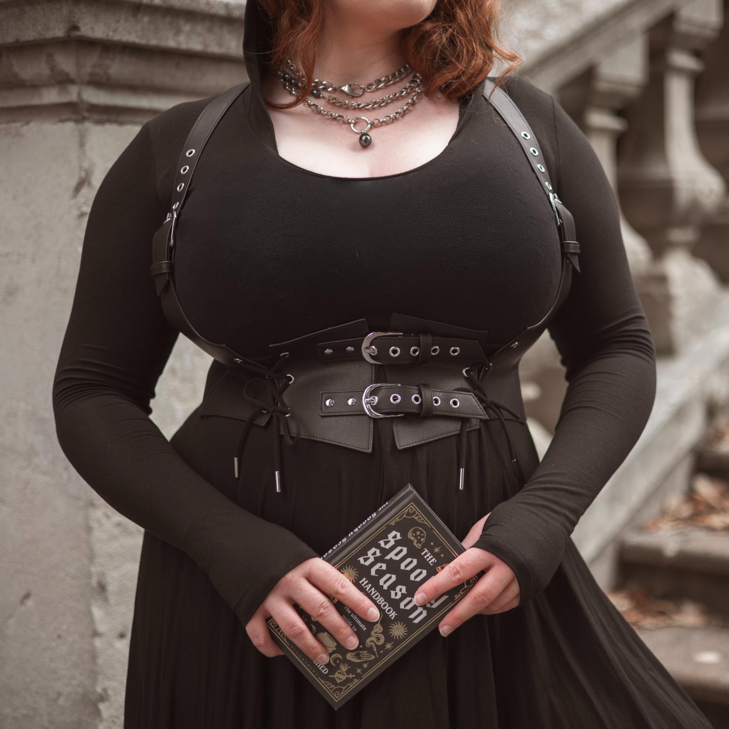 Spitzen-Underbust-Harness – Schwarz