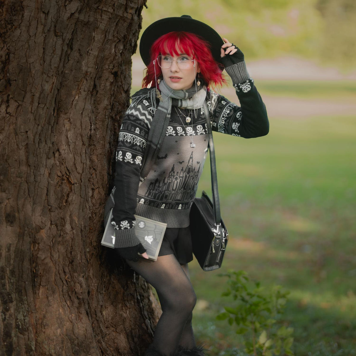 Fair Isle Pullover – Haunted House – Schwarz/Grau