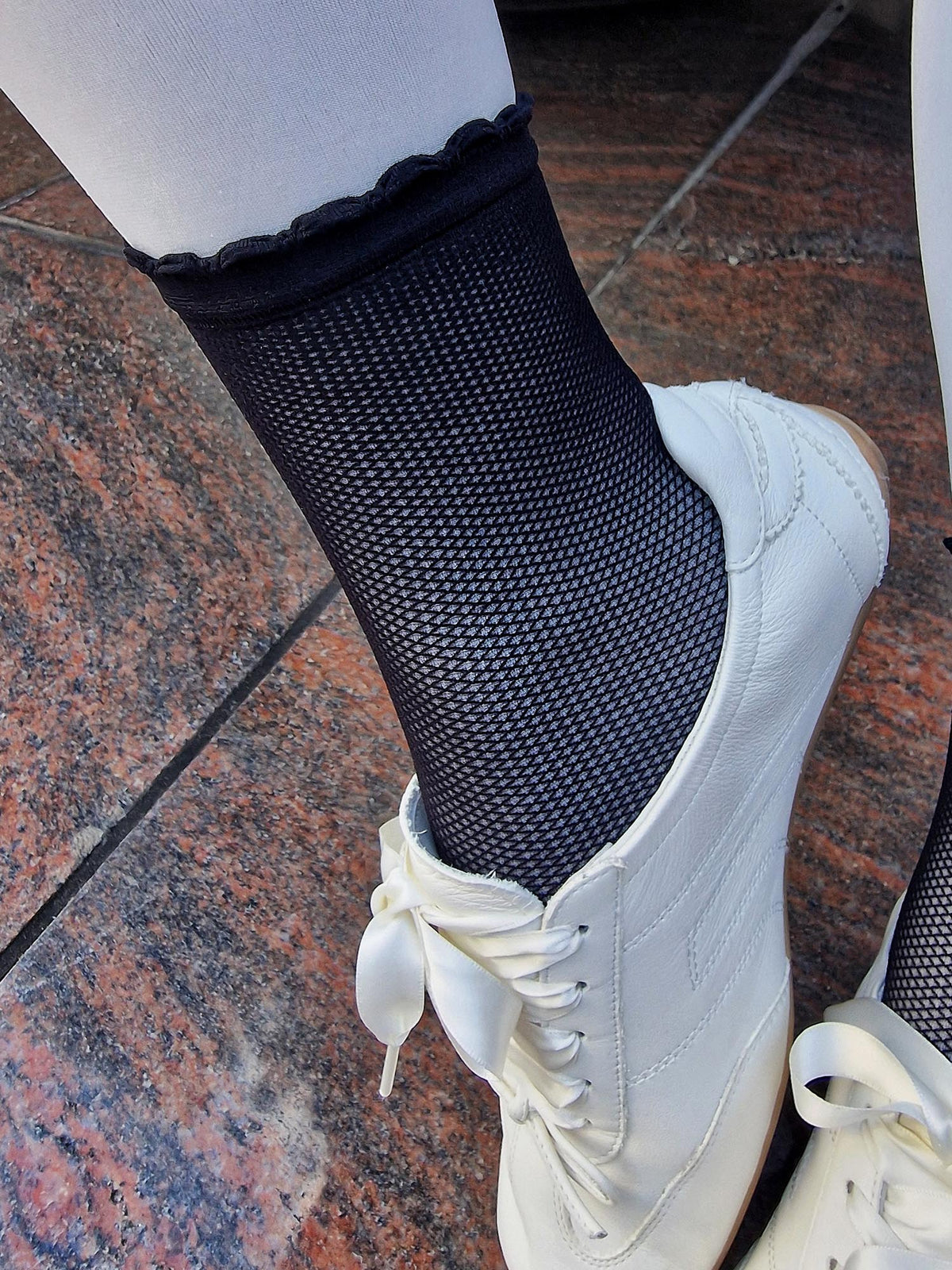 Netz-Knöchelsocken - Schwarz